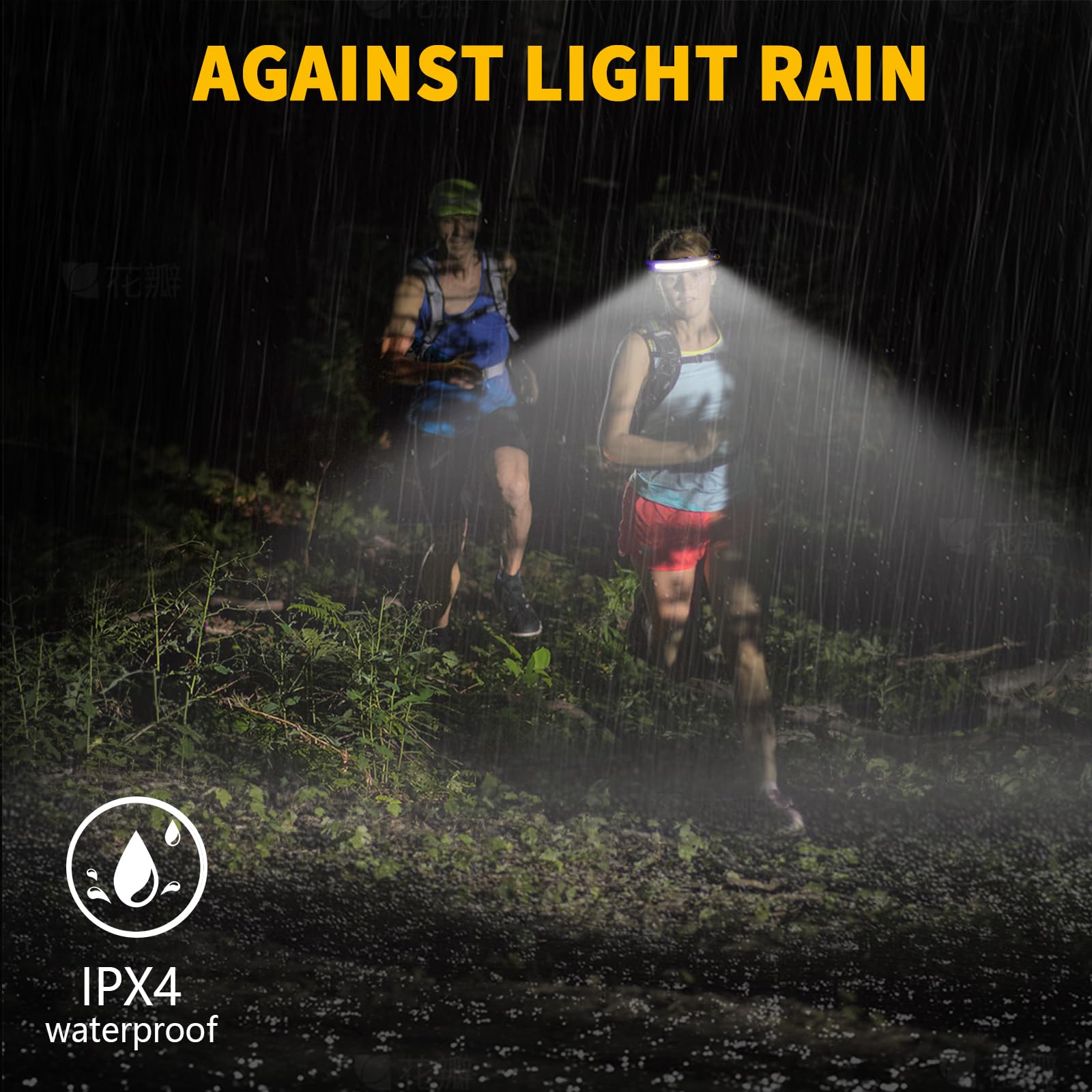 Othemo230 Rechargeable LED Headlamp, 230° Wide Beam, Motion Sensor, 5 Modes, Black, Perfect for Camping and Hard Hats