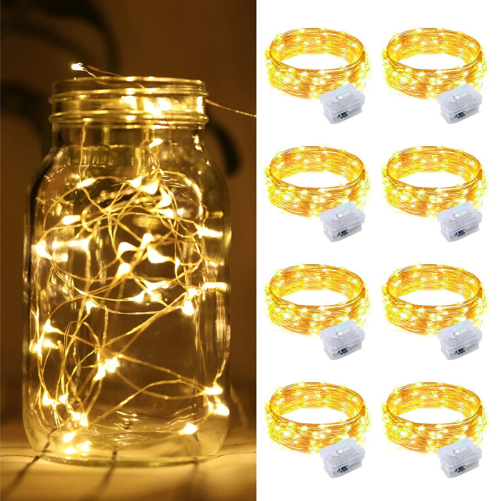 Fairy Lights Battery Operated, String Lights Battery Powered 7ft 20 Led Twinkle Lights (Warm White, 8)