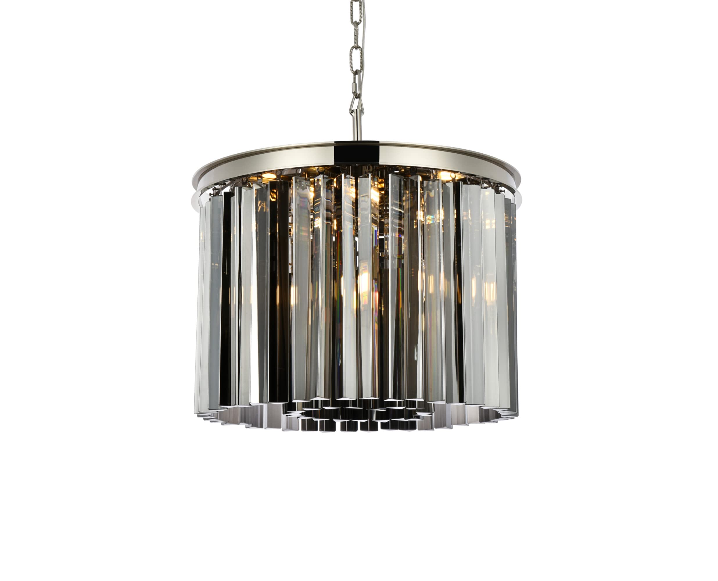 Elegant Lighting Sydney Collection 6-Light Pendant Lamp with Royal Cut Silver Shade Crystals, Polished Nickel Finish
