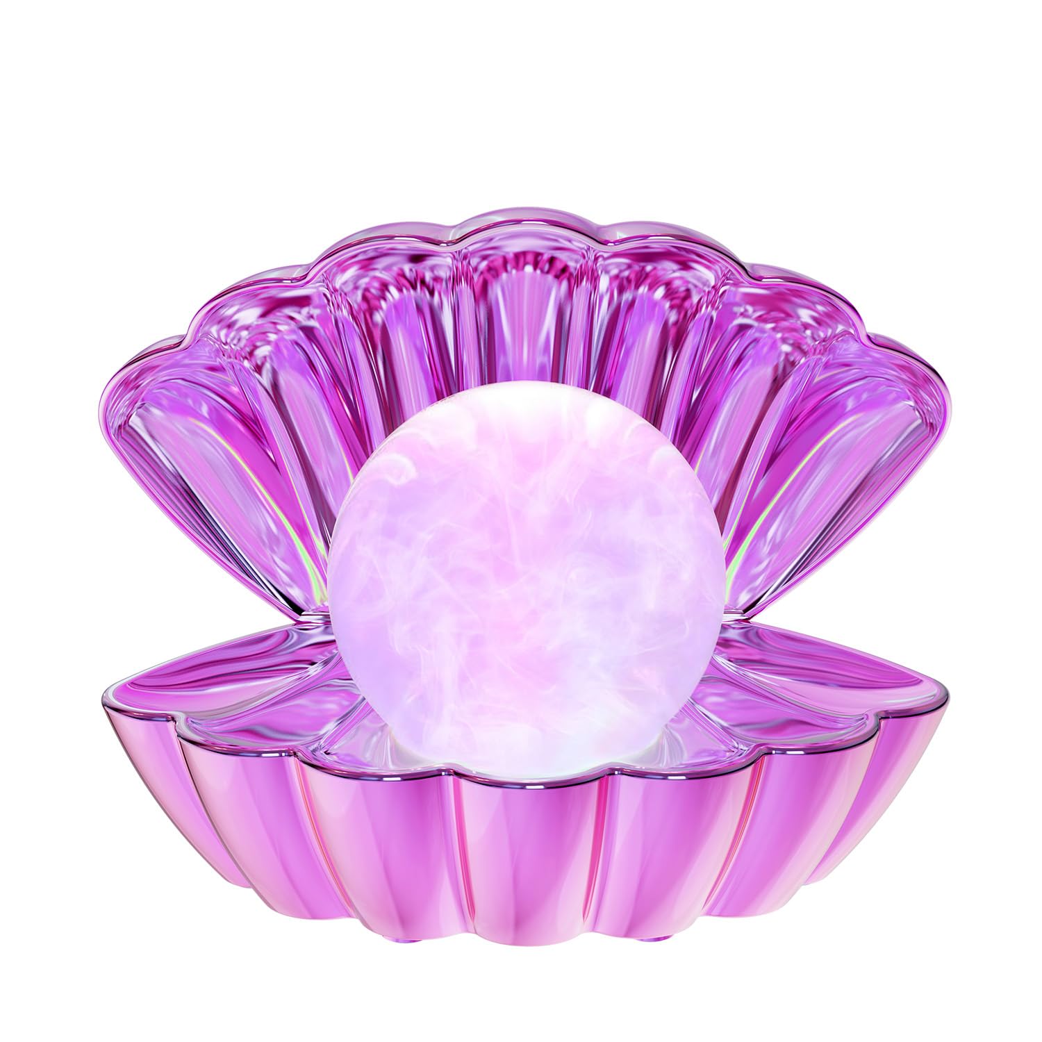 LKUA Shell Pearl Night Light, RGB Color Changing LED Clamshell Lamp, Portable, Electroplating Purple, Model LK-P