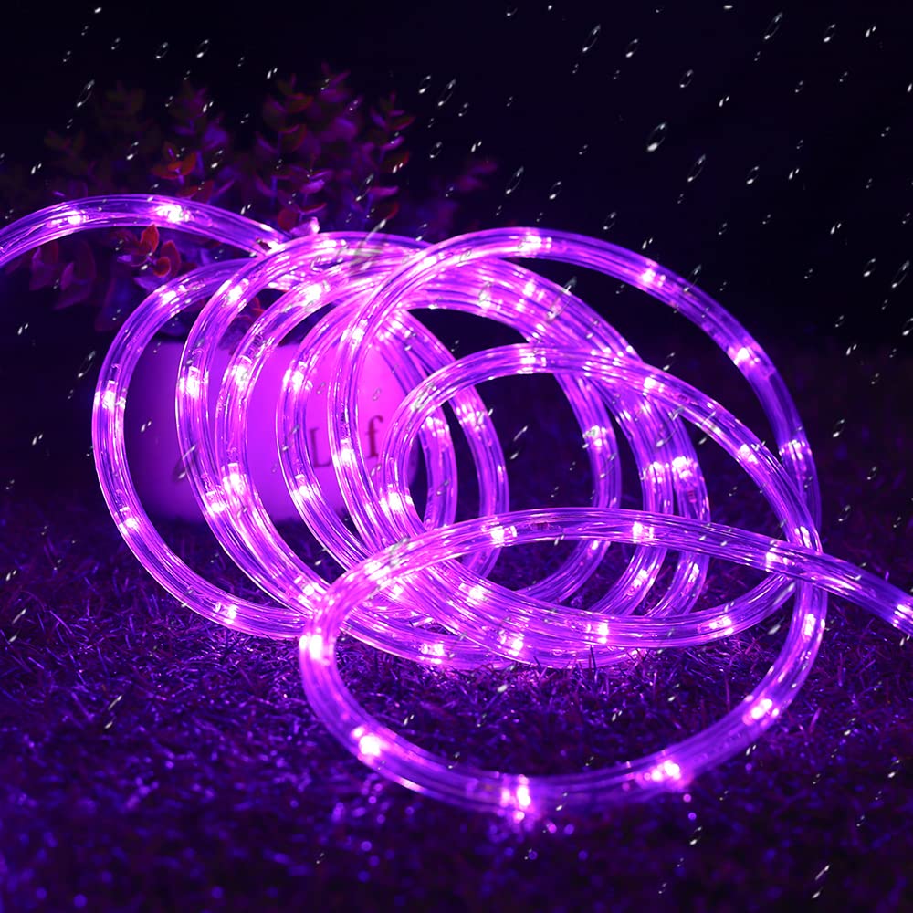 DINGFU 50ft LED Waterproof Rope Lights, Purple, PVC Tube and Copper Wire, Connectable Indoor Outdoor Lighting