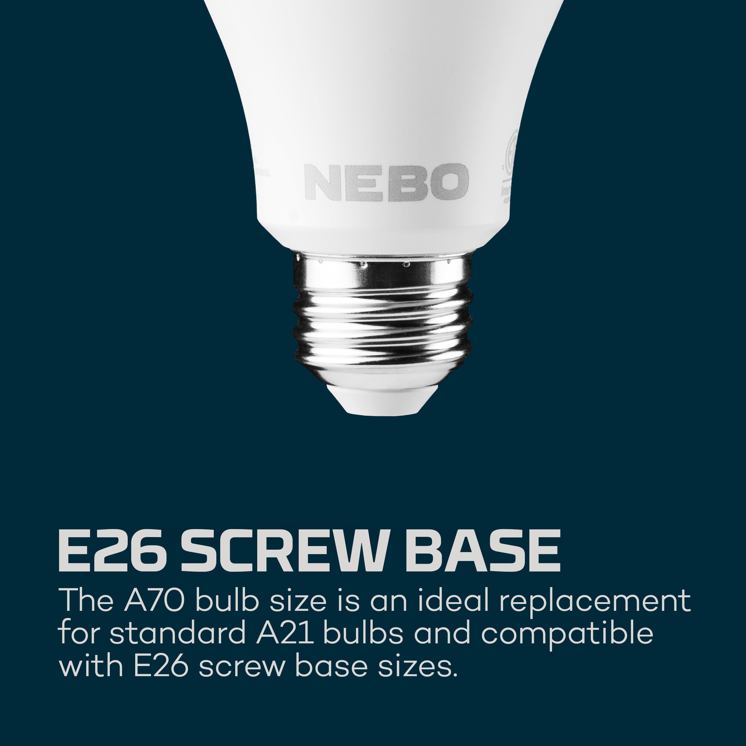 NEBO BLACKOUT BACKUP Emergency Bulb - 850 Lumens, 4 Light Modes, LED Rechargeable, E26 Base, White, Model NEB-ARE-0003