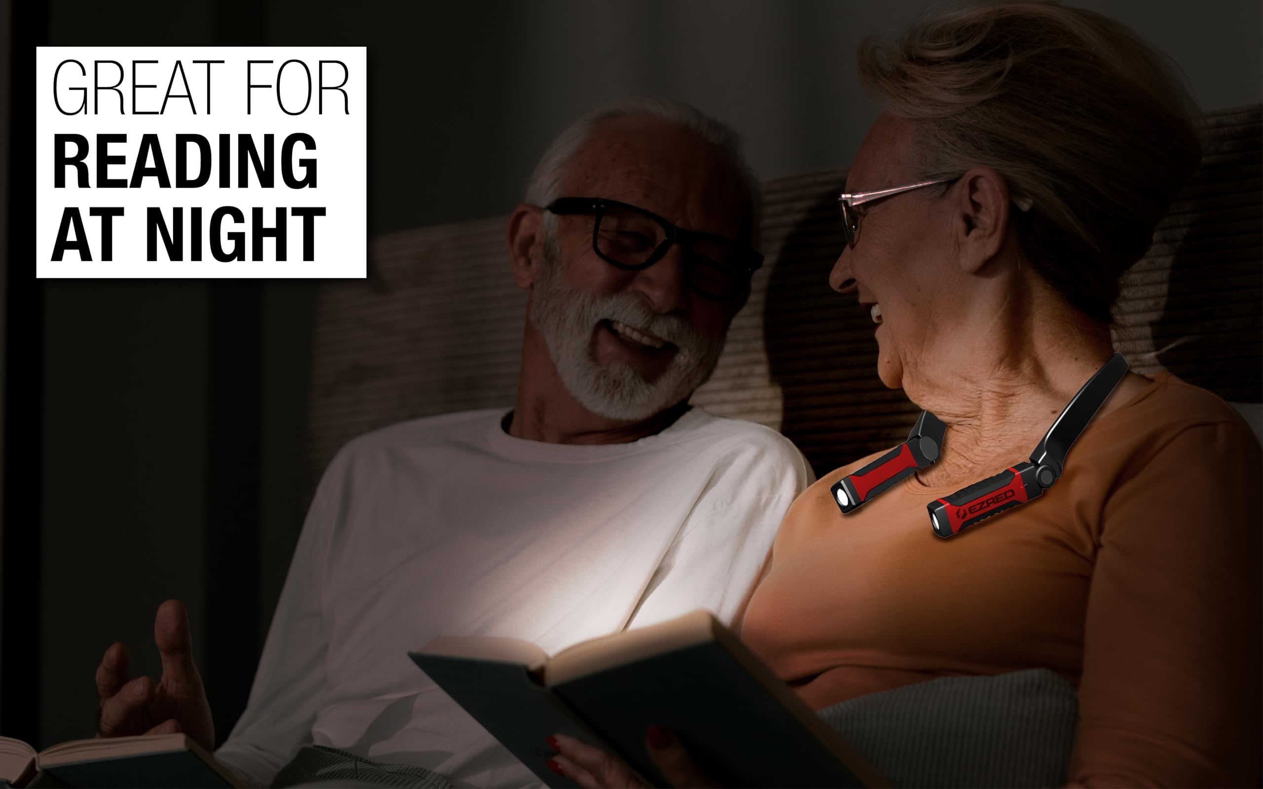 EZRED NK10 ANYWEAR Neck Light, Hands-Free Lighting, Red and Black, Ideal for Mechanics, Camping, DIY Projects, Reading