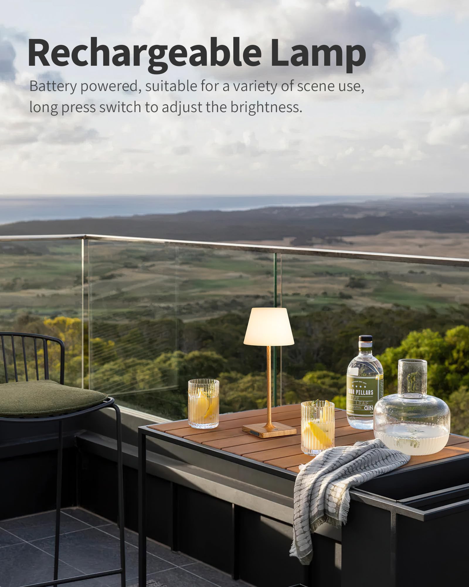 Newsee Led Cordless Table Lamp, 4000Mah Portable Rechargeable Battery Powered Dimmable Outdoor Waterproof Table Light, Touch Nig