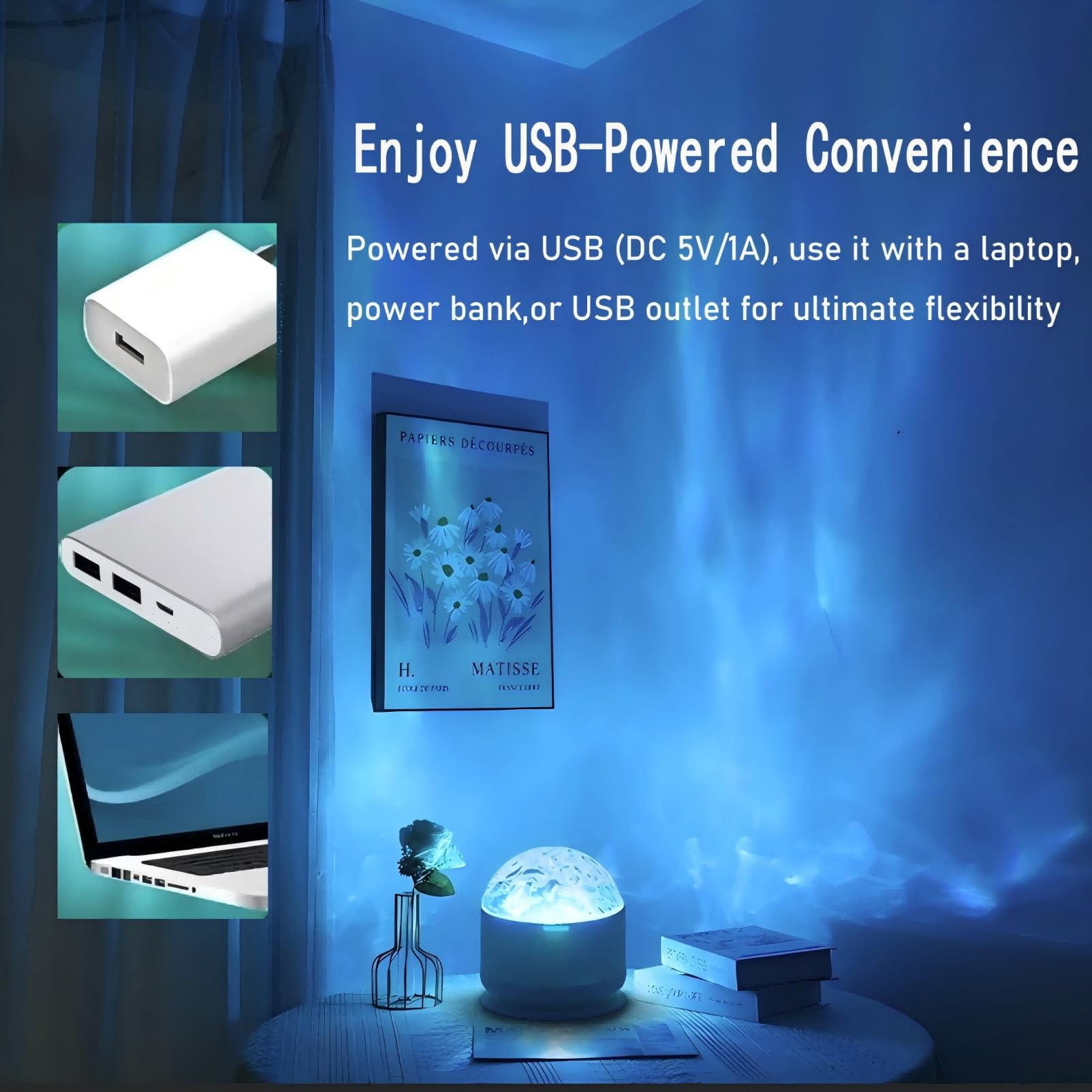 Xugenxes 2-in-1 Aurora Northern Lights & Waves Projector, 16 Color Effects, LED Home Decor Light