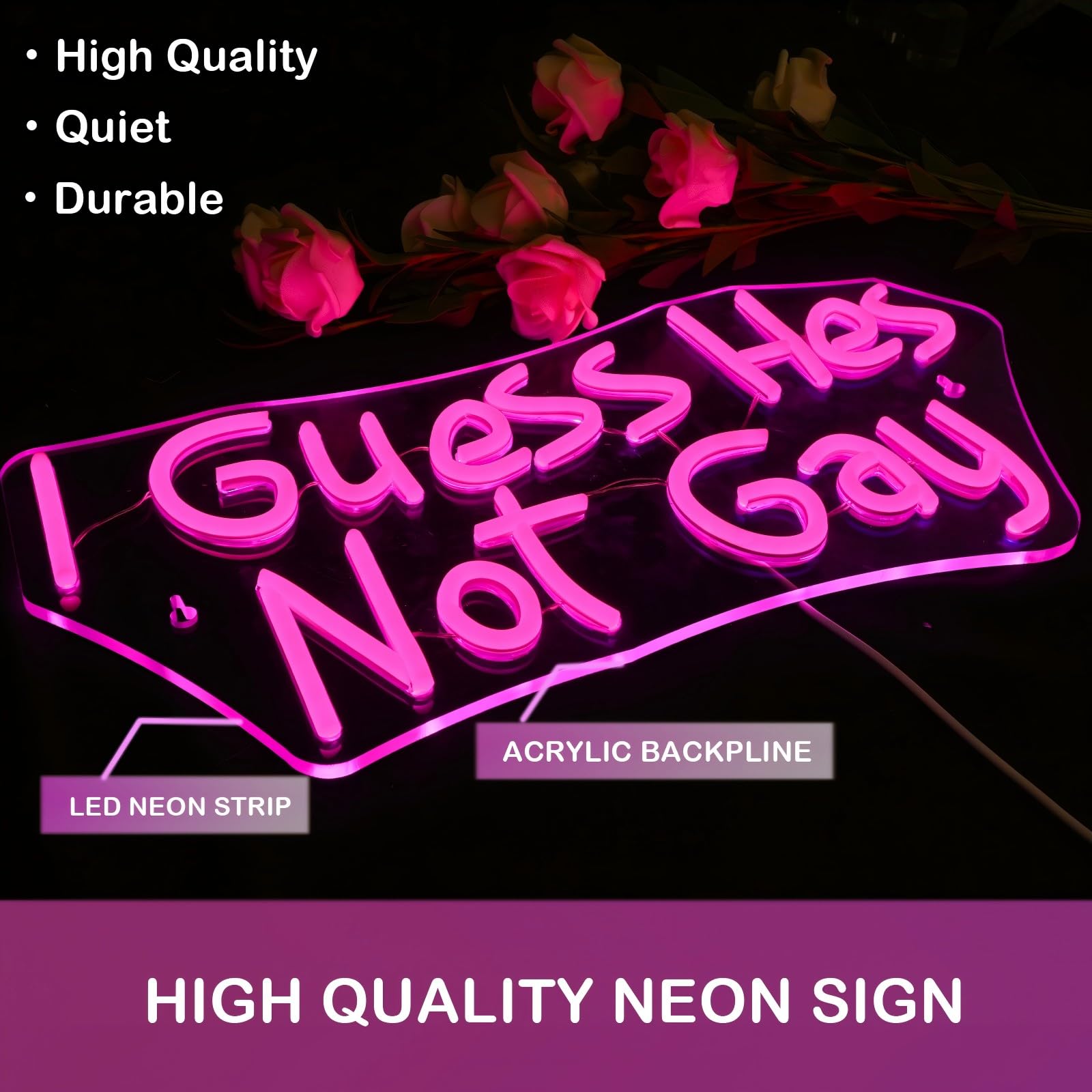 Ineonlife I Guess Hes Not Gay Neon Sign Pink Letter Neon Light Bar Neon Signs For Wall Decor Light Up Sign For Club Party Bedroom Living Room Man Cave Decoration Gifts