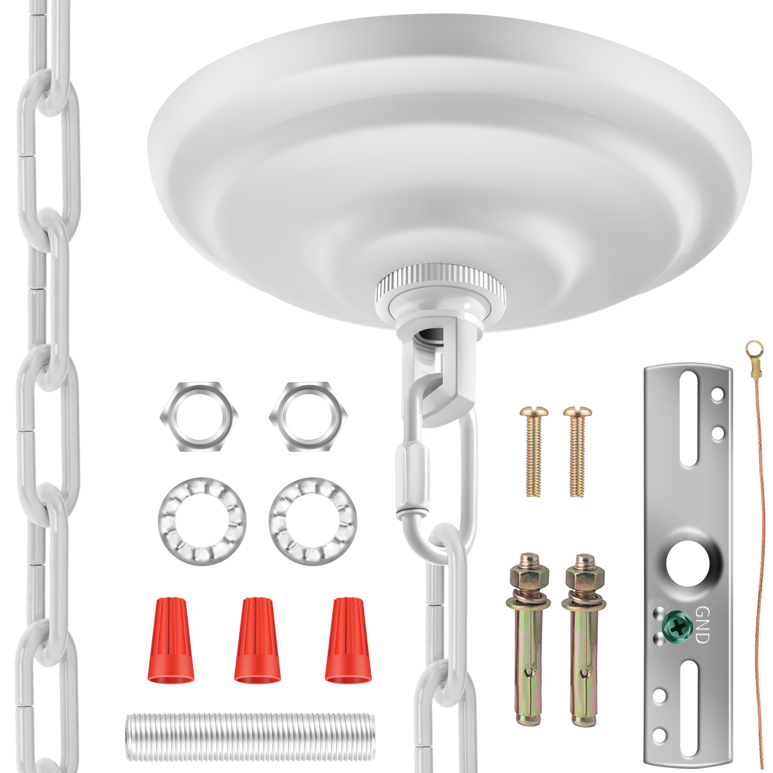 MAYOMAJO 5-5/16 Inch Light Canopy Kit with 6 Feet Hanging Chain, Heavy Duty, Replacement Cover Plate for Chandelier, Pendant Lig