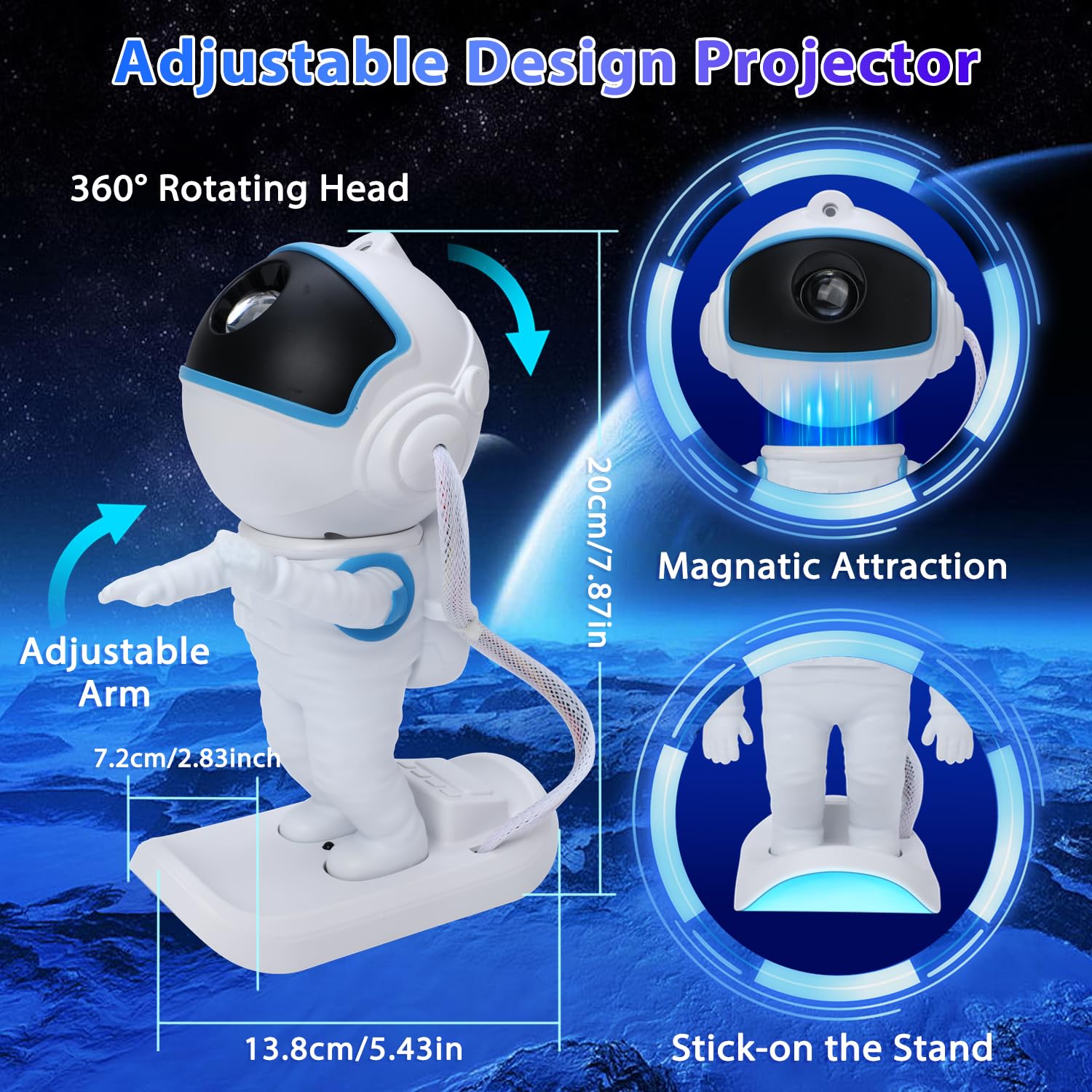 Star Projector With Astronaut Design & Remote Control - Galaxy Night Light For Bedroom, Kids Adults Gift For Birthdays Christmas