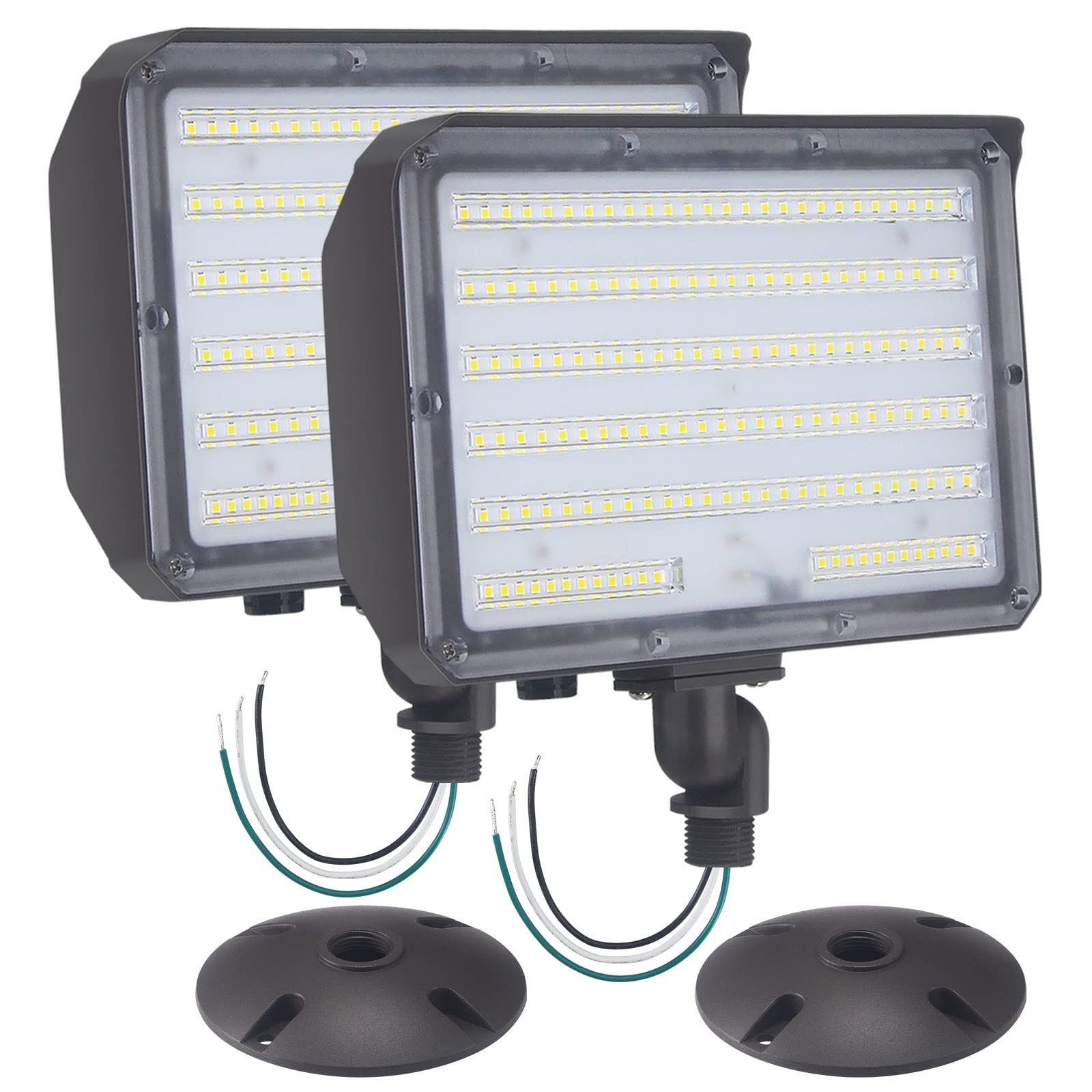 Paktonvo 100W LED Flood Light with Knuckle, Outdoor Flood Light Dusk to Dawn Photocell 5000K 14000lm AC100-277V Equivalent 1000W