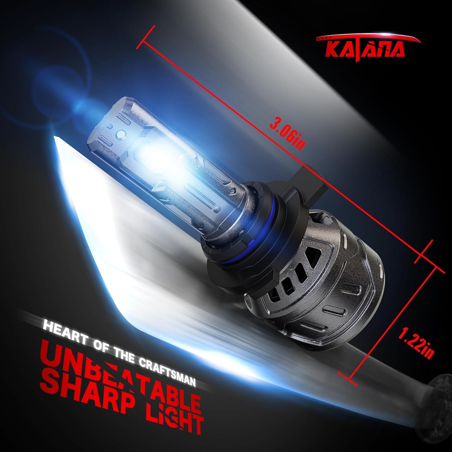 Katana 9012 Fog Bulb - 400% Brightness, 6500K White, Mini Size, Aluminum, Plug and Play, Model 9012(HIR2)