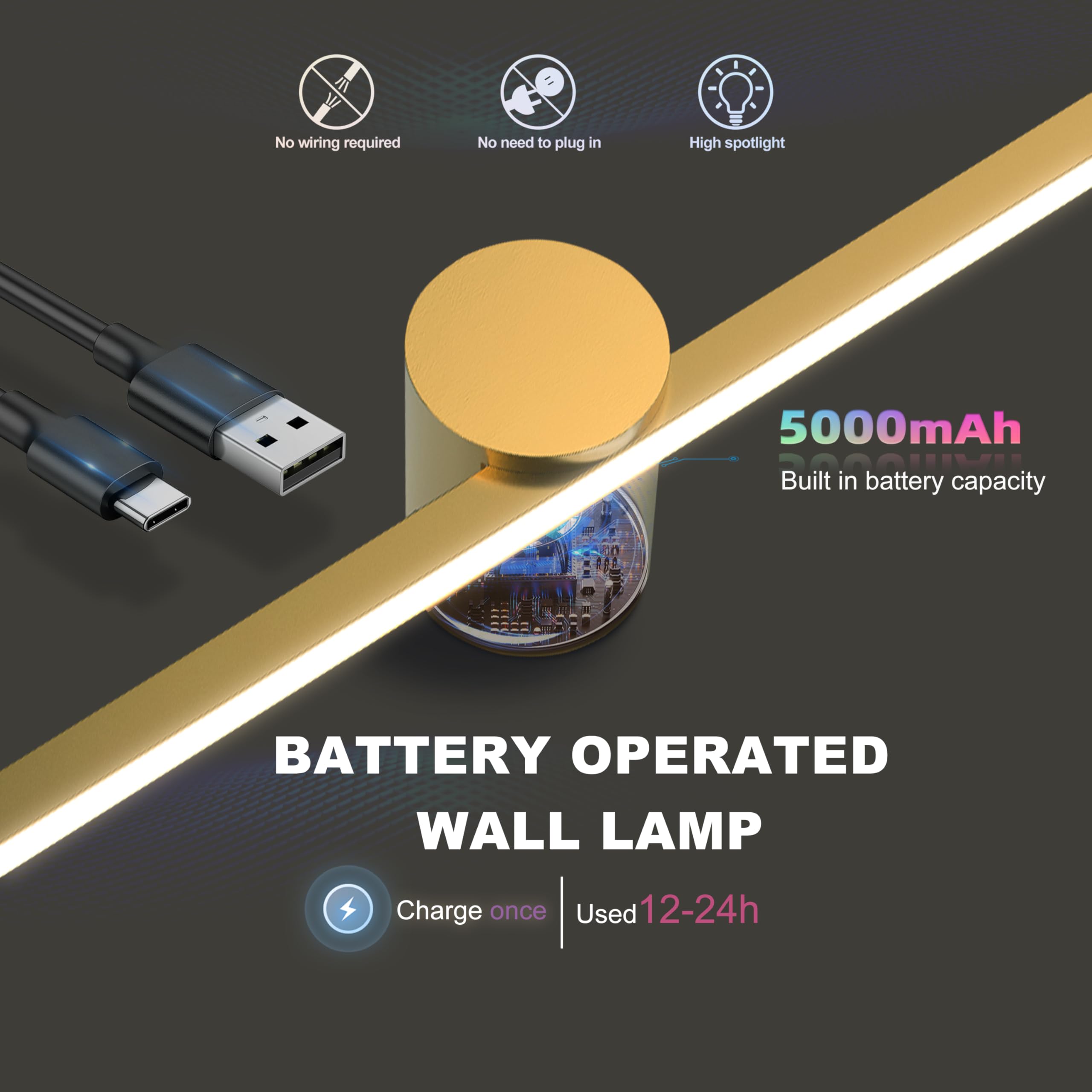 Zitostory Battery Operated Picture Light With Remote Wireless Dimmable Art Lights For discomfort-reducingtings Rechargeable Gallery Light Artwork Lighting For Canvas  Portrait (Gold 11.4 Inch)