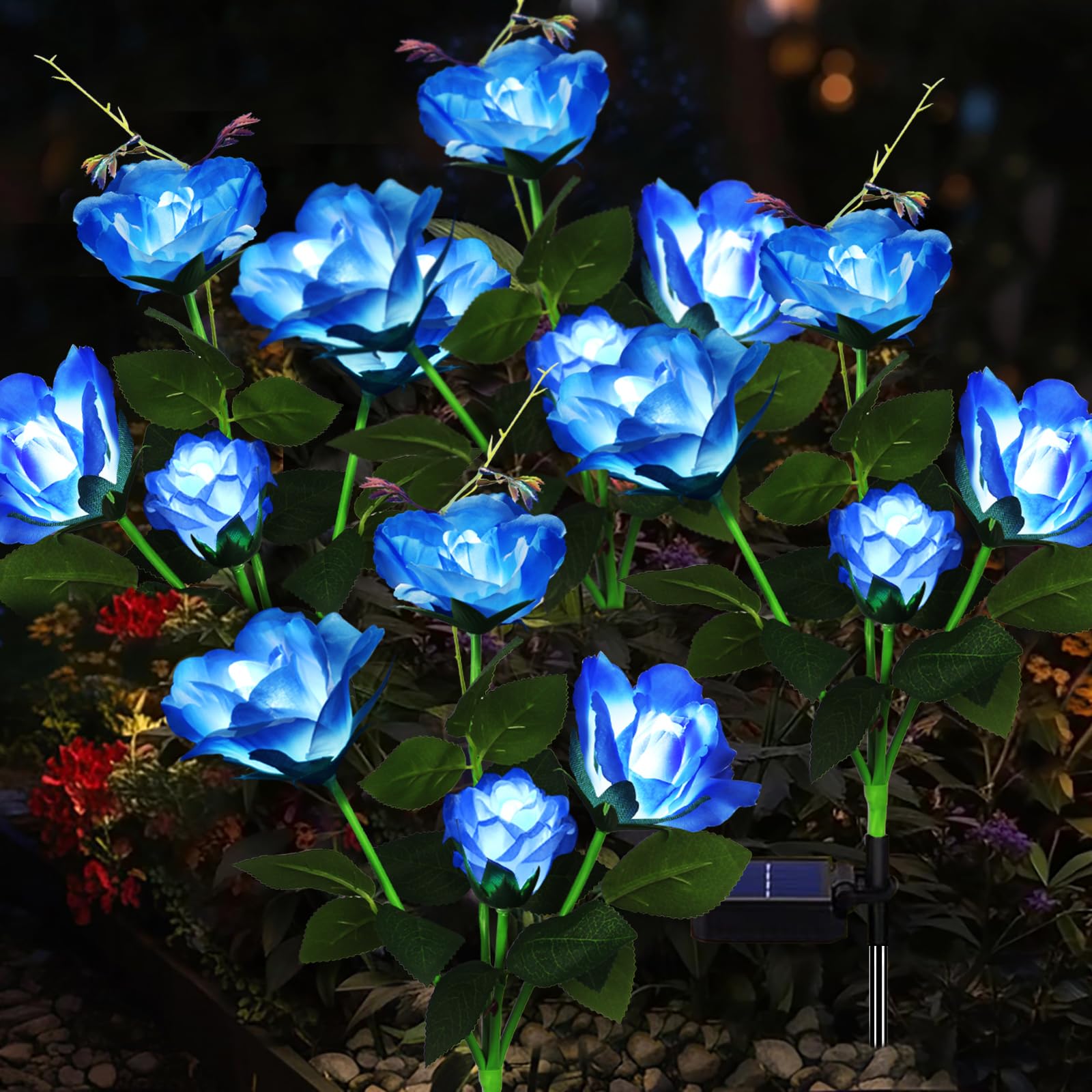Syouhome Solar Garden Lights Outdoor  4 Pack Solar Flower Lights Outdoor Waterproof With 16 Rose  2 Modes Realistic Rose Flower For Yard  Pathway  Garden Decor & Gardening Gift