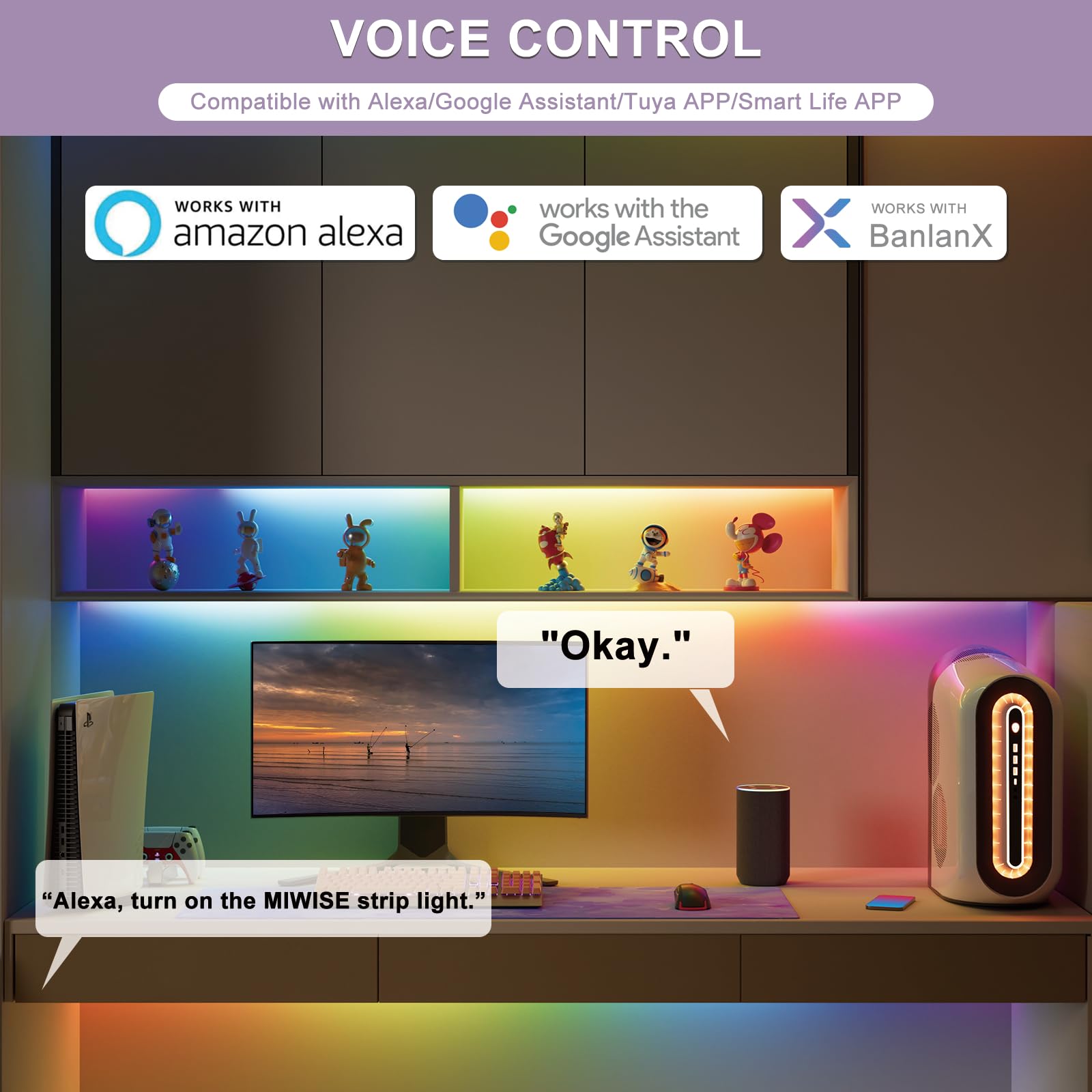 Miwise Rgb Smart Ic Cob Led Strip Light,20Ft Color Chasing Flexible Led Tape Light,Ws2811 Addressable Rgb Strip With App Control/Music Mode,Work With Alexa/Google,For Party/Home Diy Lighting Projects