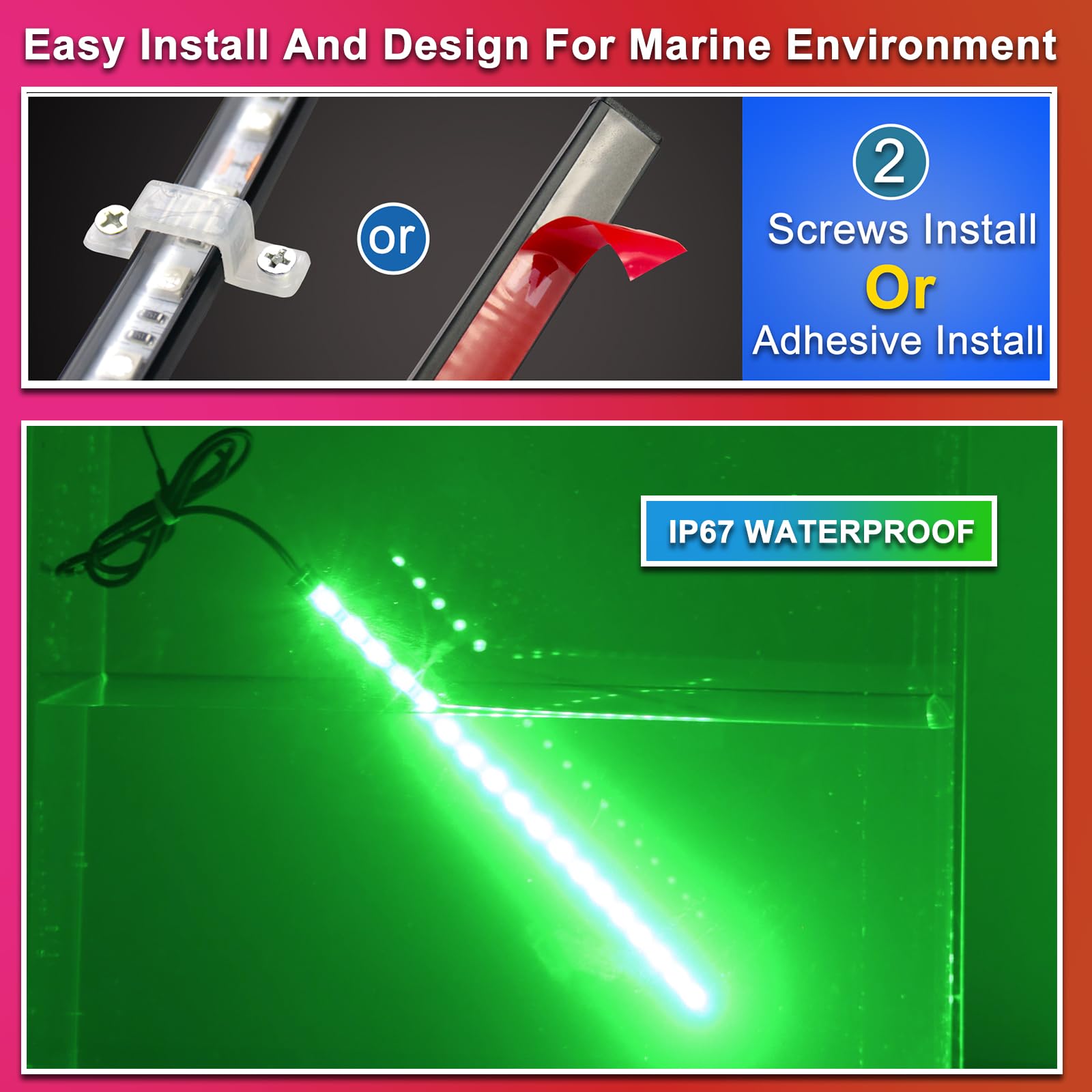 Seaperk LED Navigation Lights for Boats, Red & Green Bow Lights, ABS with Silicone Seal, Sea-Navigation Lights-RG