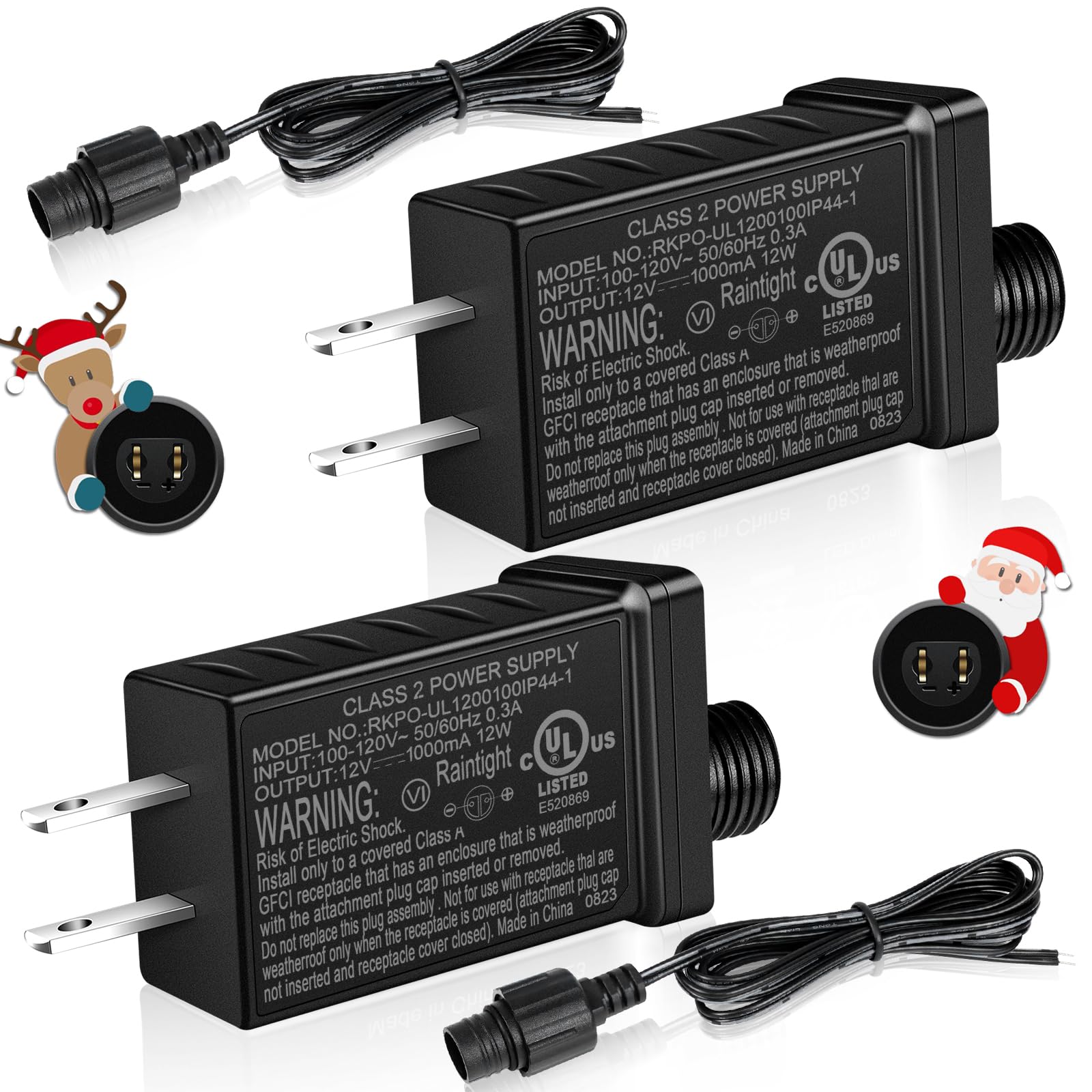 TORLISTAR 24V 6W Power Supply Adapter, IP44 Waterproof, 120V to 24V, for LED Strips & Lights, 2 Pack, Model 0.25
