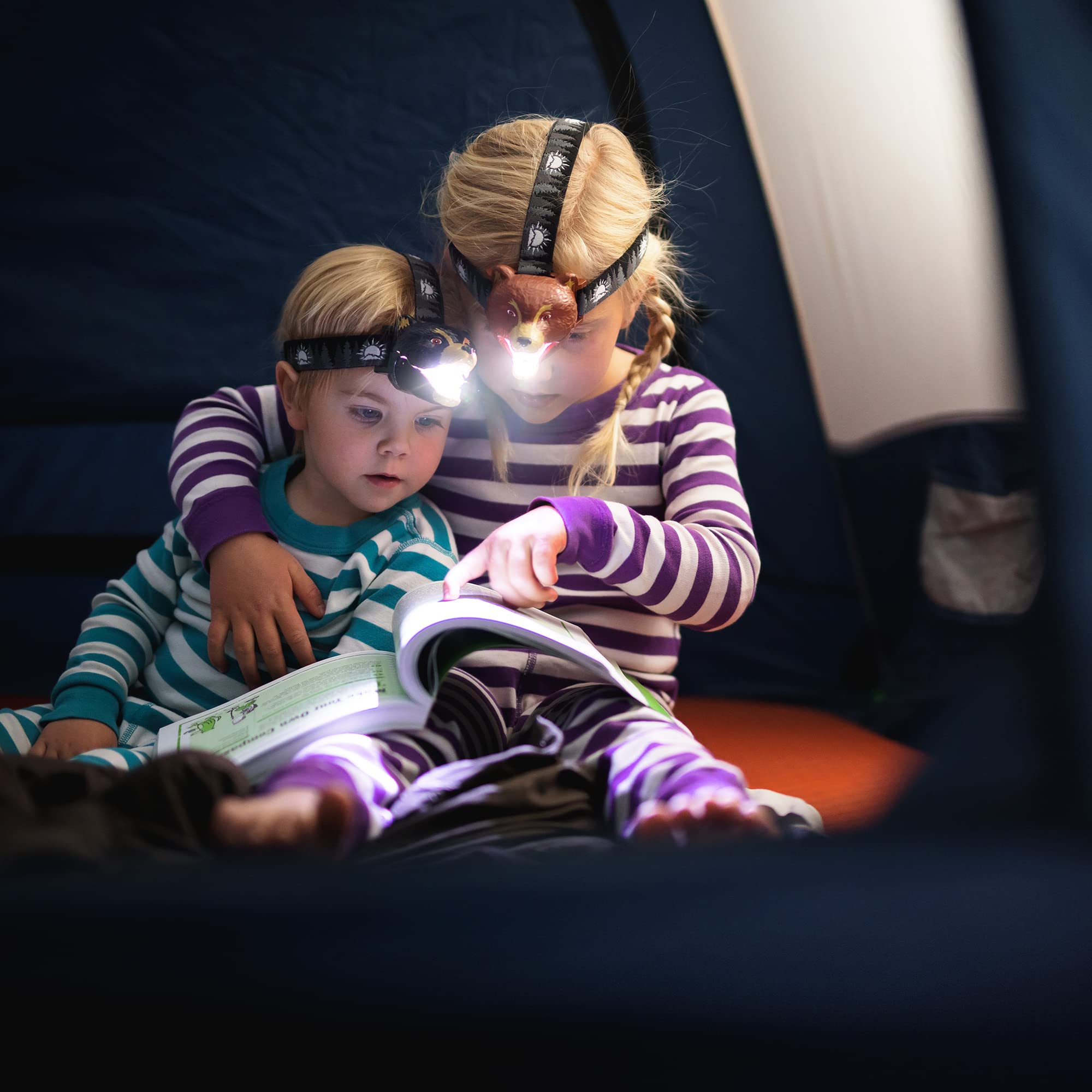Sun Company Big Discoveries Bear LED Headlamp - White, Model 660-1, Kids & Adults, Ideal for Camping, Hiking & Reading