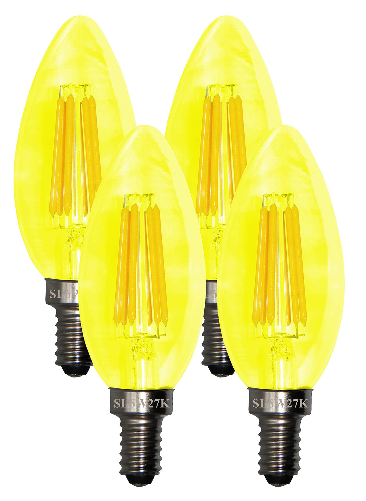 SLEEKLIGHTING 5 Watt E12 LED Filament Candelabra Yellow Light Bulb, (60W Incandescent Replacement) Chandelier Torpedo Tip, Clear