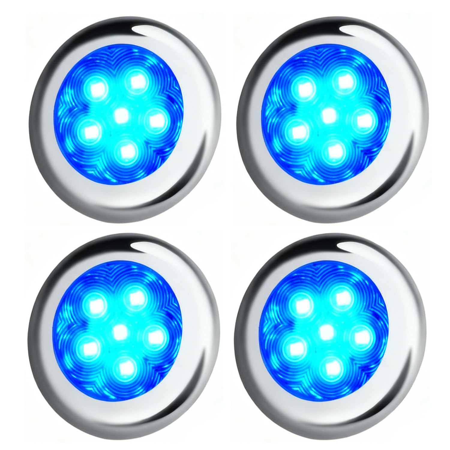 ULITECO Boat Courtesy Lights  IP68 Waterproof Boat Interior Lights  Marine Navigation Stern Courtesy Night Fishing Lighting  Stainless Steel Marine LED Lighting for Pontoon Bass Sailboat(4PCS Blue)
