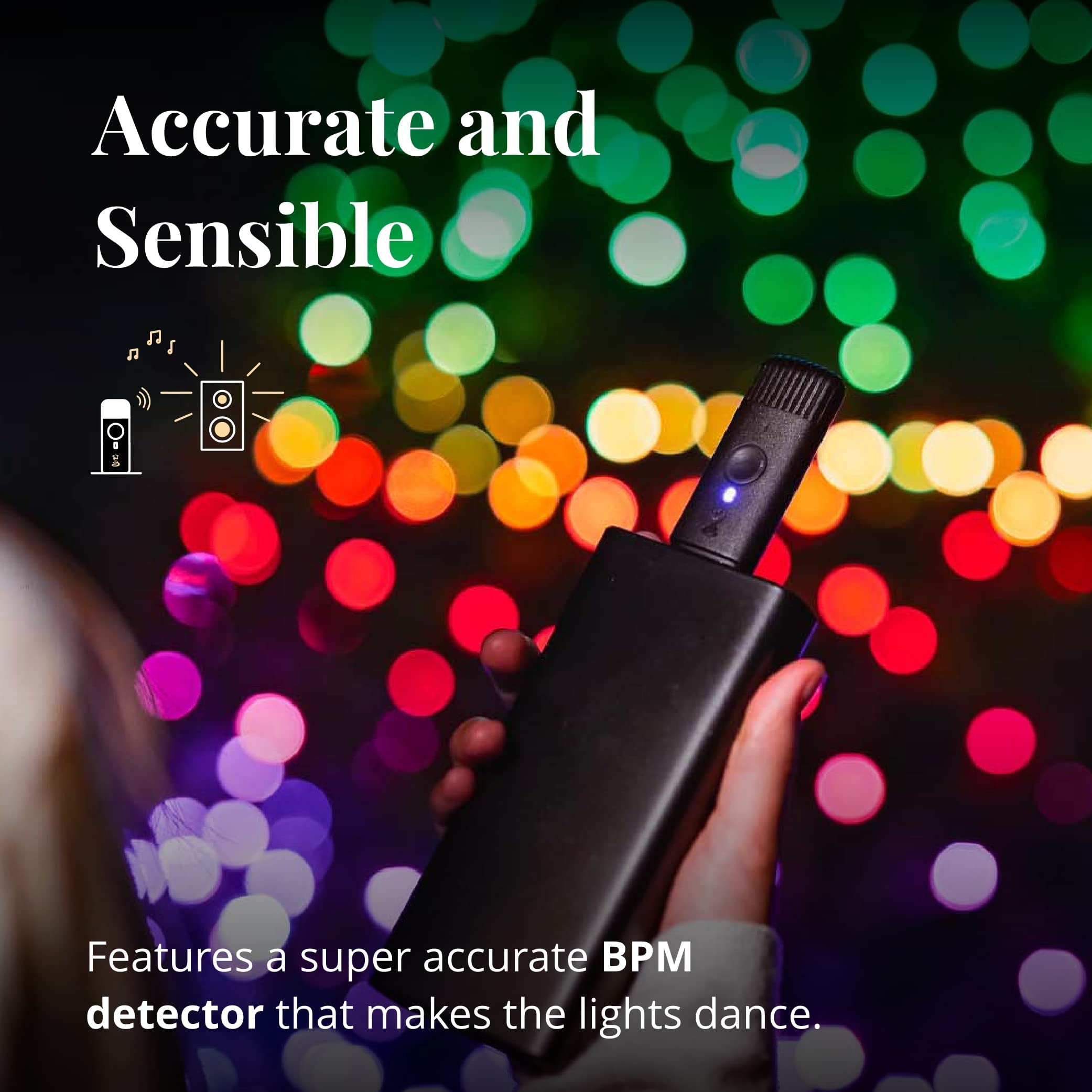 Twinkly Music, Sound Sensor For Led Lights, Bluetooth And Wi-Fi Sensor To Sync With Music And Smart Lights Via App, Usb Power, Black