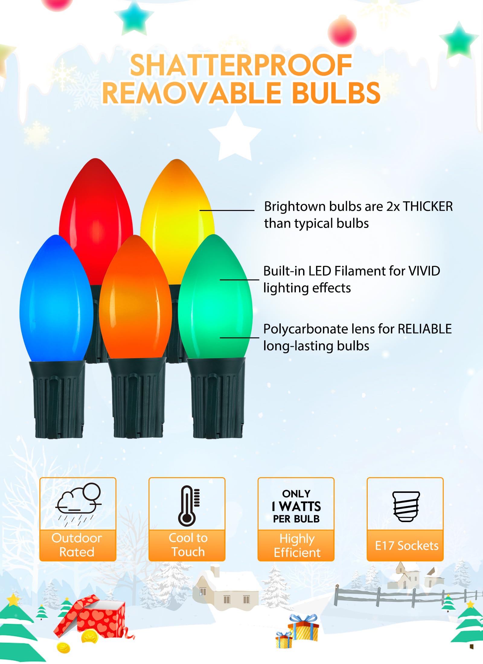 Vintage C9 Led Christmas Lights Outdoor  200 Feet C9 String Lights With 100 Shatterproof C9 Bulbs  Waterproof Connectable Commercial Christmas Tree Lights For Outside Roofline Patio Decor  Multicolor