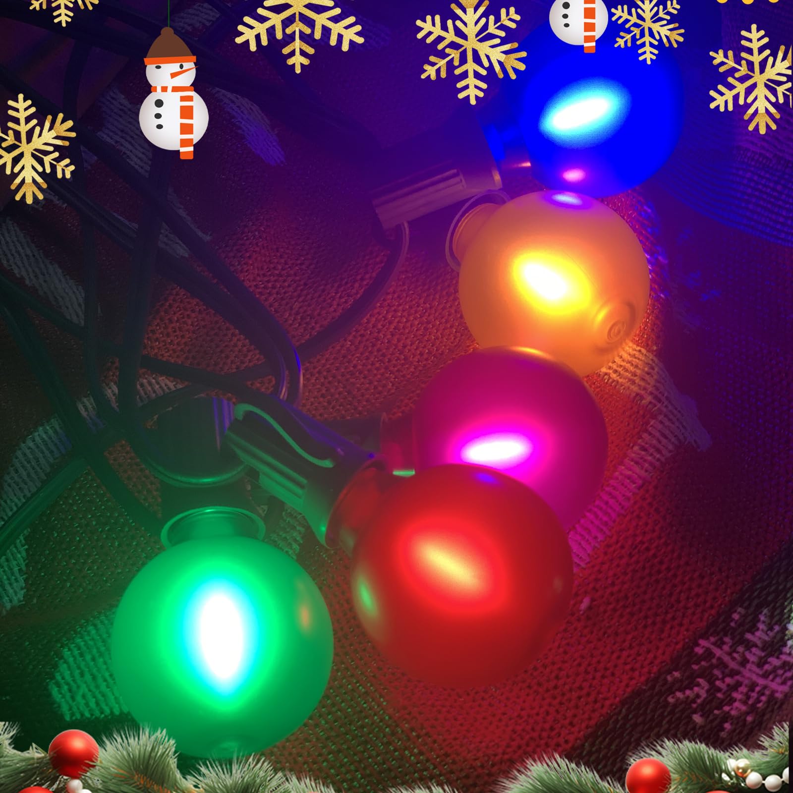Pallerina G40 Frosted LED Bulbs - 25 Pack, Shatterproof & Waterproof, Multicolor, E12 for Outdoor Christmas Tree Decoration