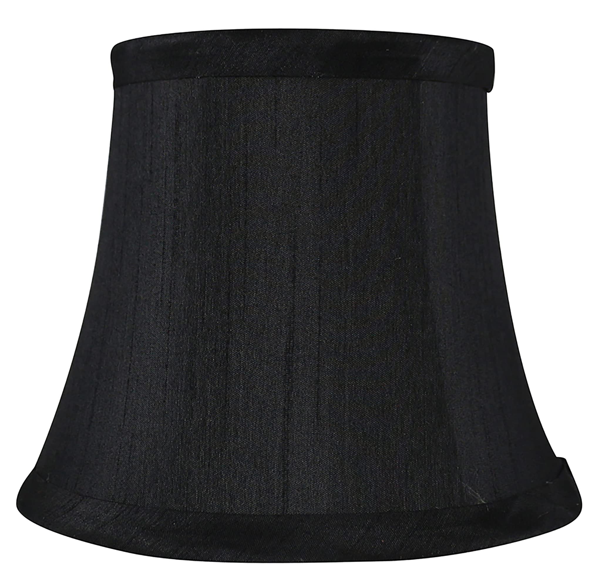Meriville Set Of 2 Black Faux Silk Chandelier Lamp Shades - Softback Bell Shape, Clip-On Fitter For Candelabra Bulbs, 4'' X 6''