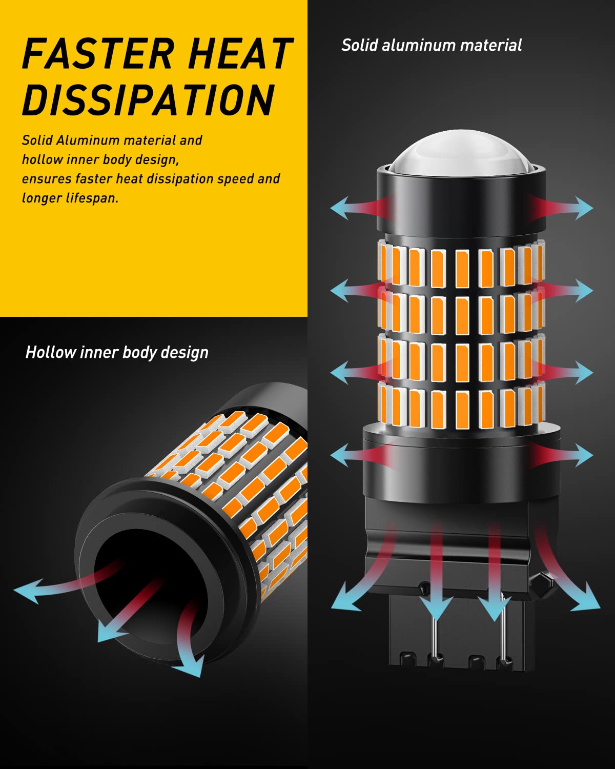 Auxito 3157 Led Bulbs Amber, 500% Brighter 3056 3156 3057 4157 Led 102-Smd Chipsets With Projector For Turn Signal Blinker Marke
