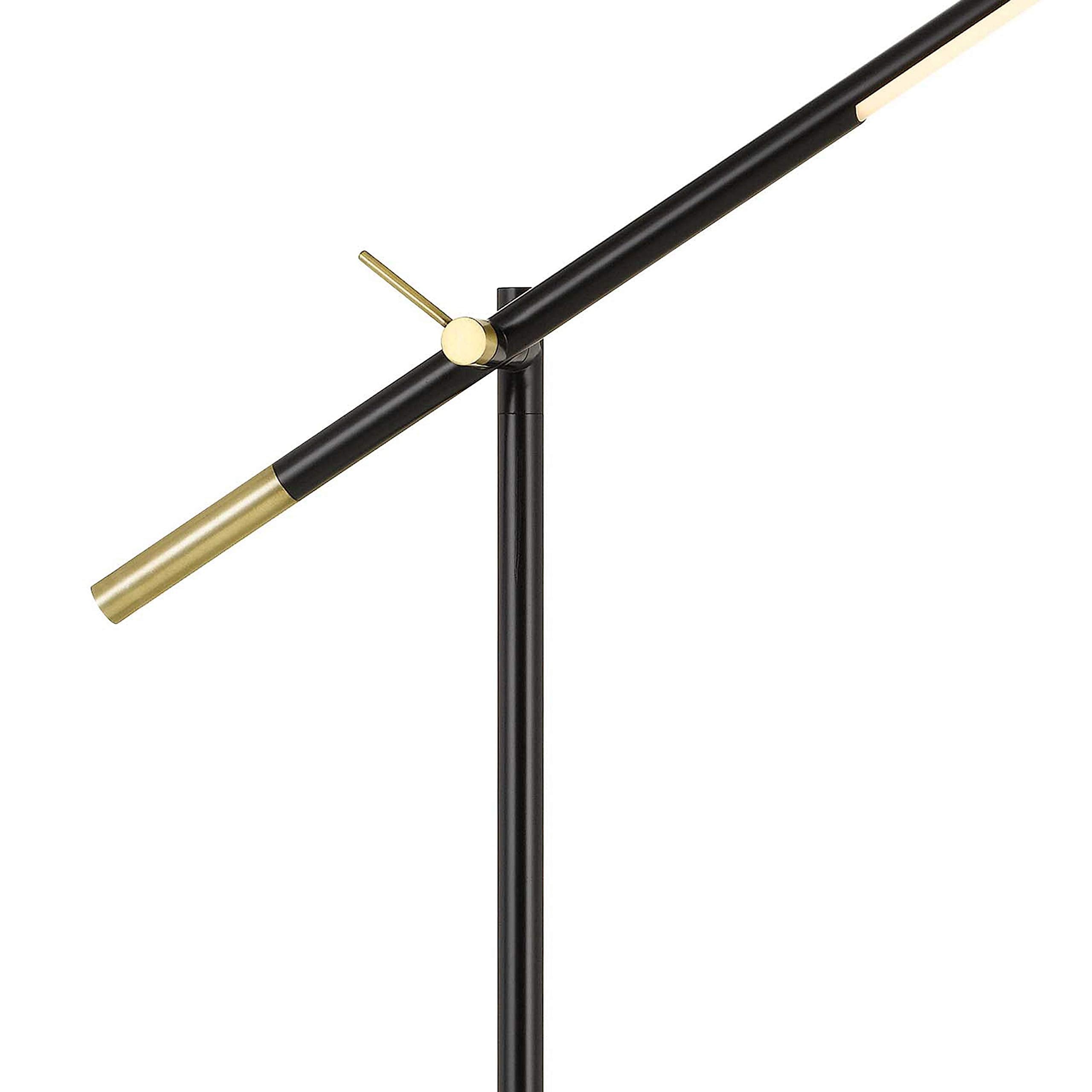 Benjara 10 Watt Adjustable Metal Frame Floor Lamp, Black And Brass