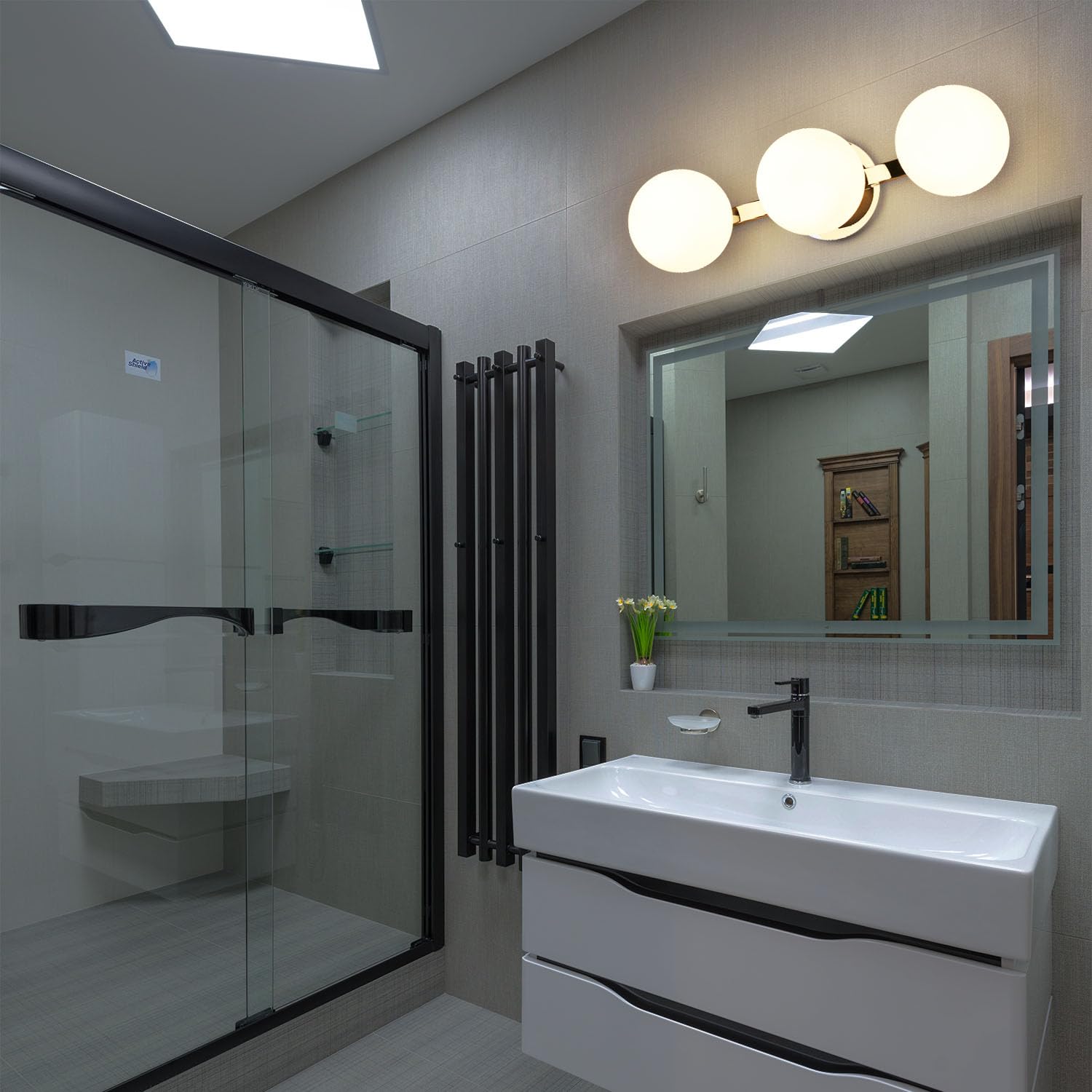 Hanaloa Globe Bathroom Vanity Light Fixtures, Modern 3 Lights Wall Lighting Chrome, Porch Wall Mount Light Fixture For Bathroom,