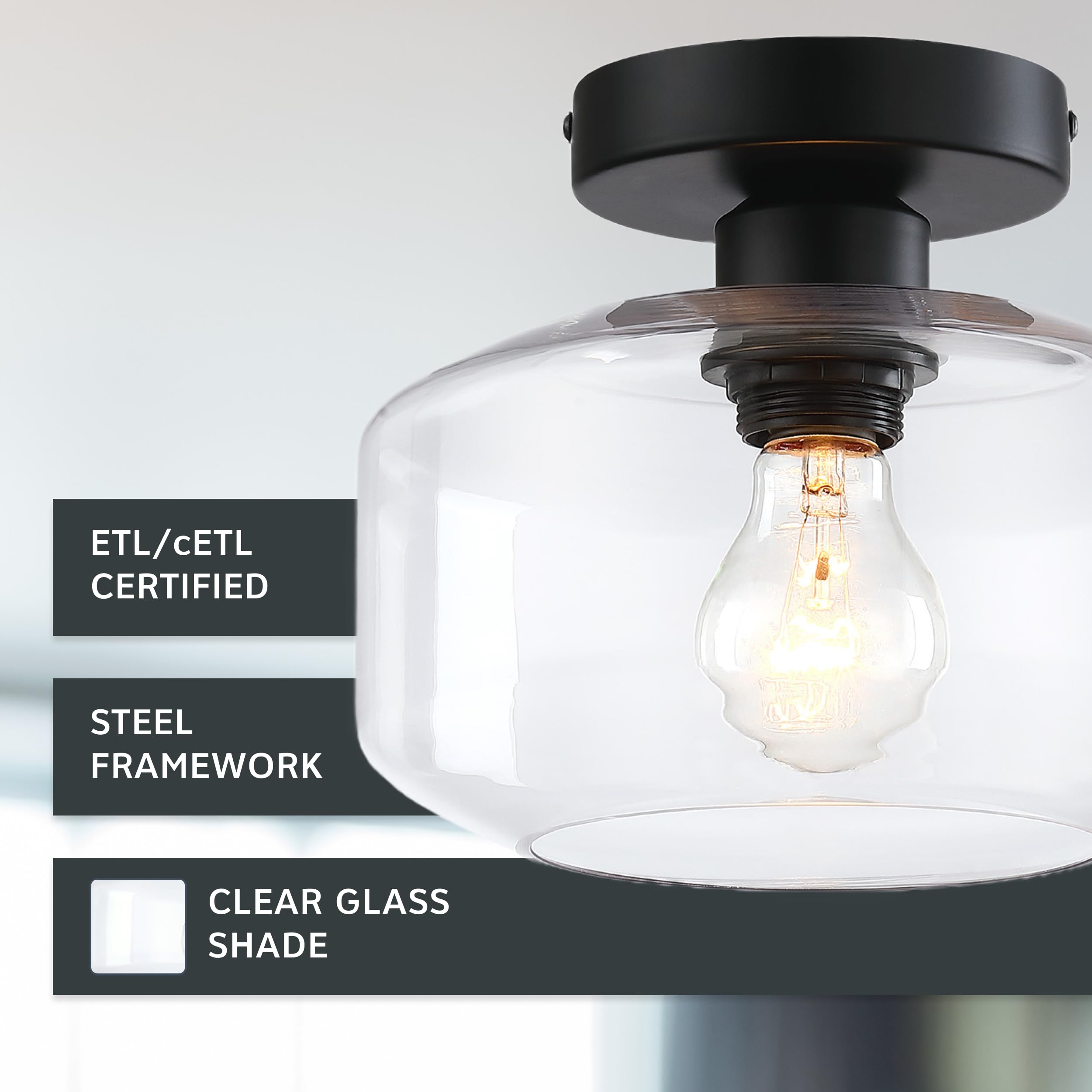 DESIGNERS FOUNTAIN Semi Flush Mount Ceiling Light, 8.75 Inch, Matte Black, Alloy Steel, Model D335M-SF-MB