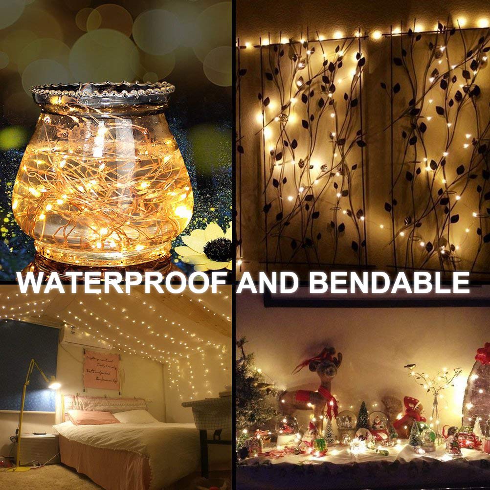 Decute 100 Led 50 Photo Clips String Lights Holder 33Ft Starry Fairy Lights For Hanging Pictures Cards Memos Usb Powered With Switch Perfect For Bedroom Wedding Dorm Christmas Decor (Warm White)