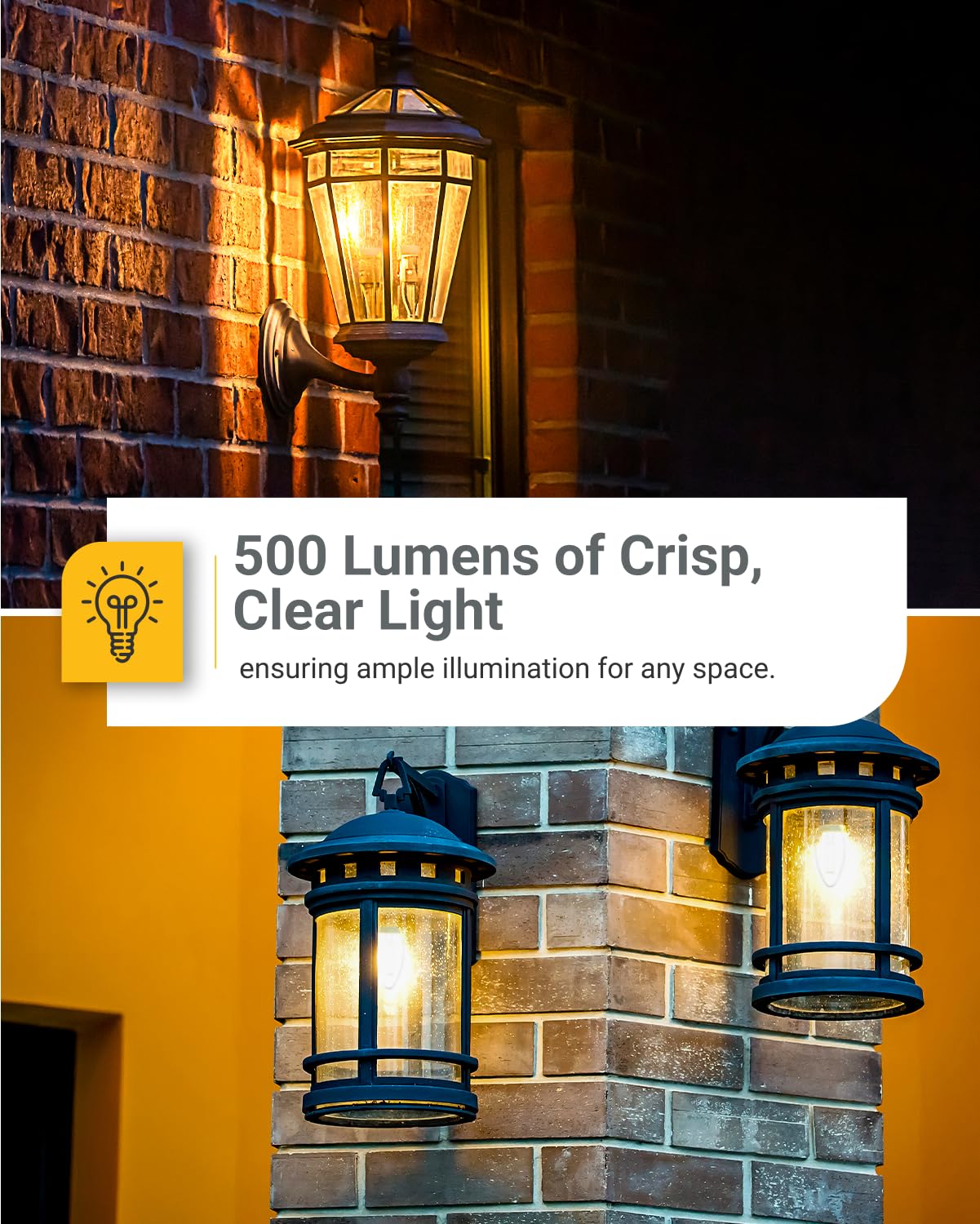 Sunco 6 Pack Dusk To Dawn Led Outdoor Light Bulb B11, Edison Filament Candelabra Bulbs For Porch Lighting, 500 Lm, 5W (40W Equiv