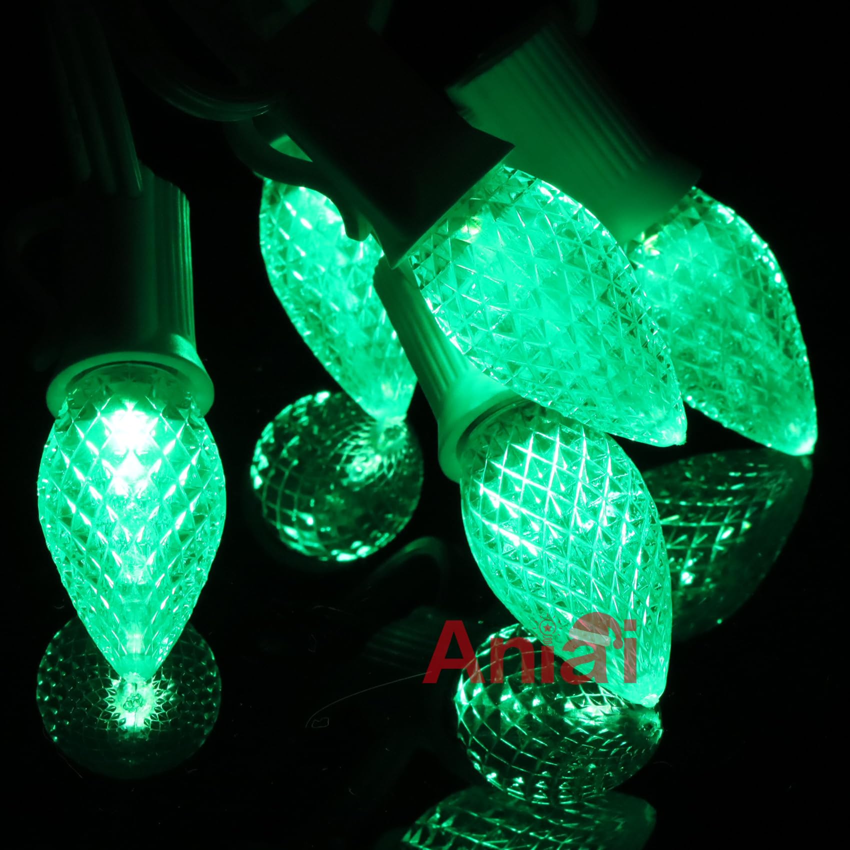 Aniai C7 LED Christmas Light Bulbs - 5 Count, E12 Base, Green, Commercial Grade