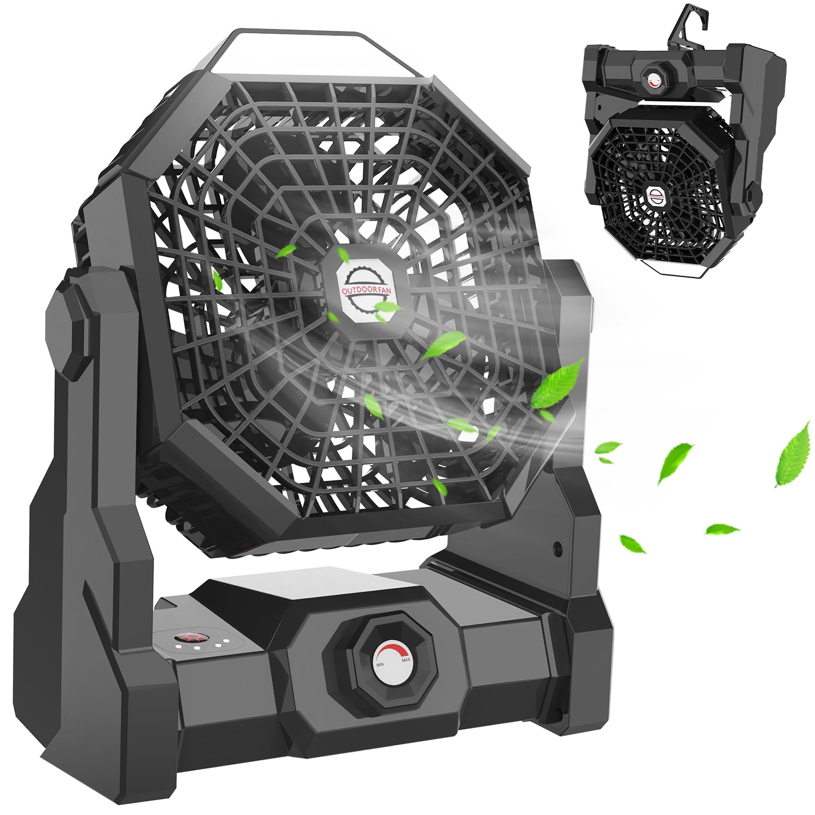 Howhio Camping Fan Rechargeable, 10400mAh Portable Battery Operated Camping Fan for Tents, Hangable USB Silent Camping Fans with