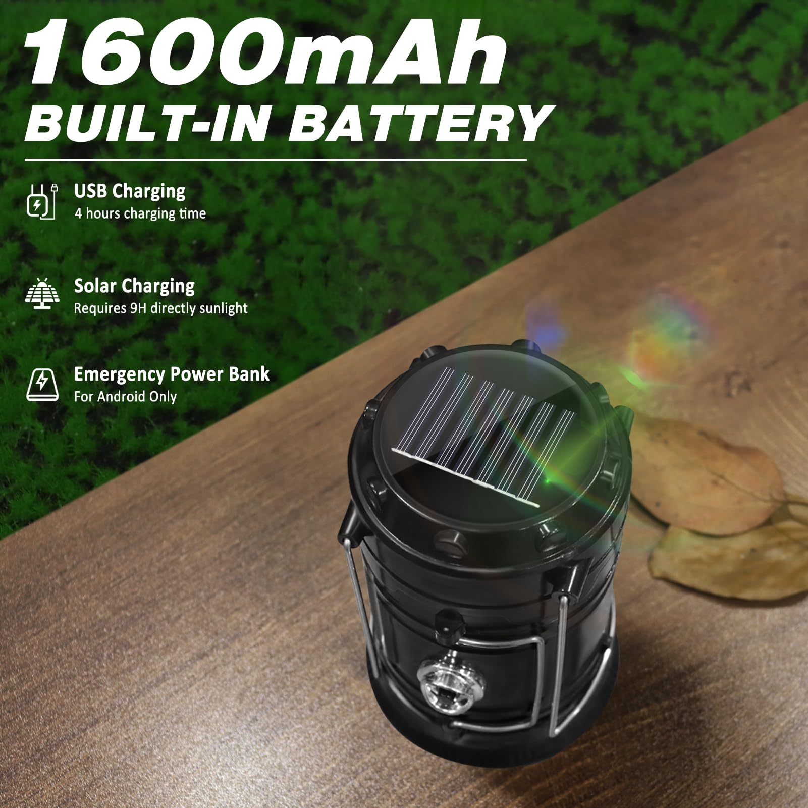 DIBMS Solar Camping Lantern 4-Pack, Collapsible LED USB Rechargeable Lights, White, Model PEC00592-DI