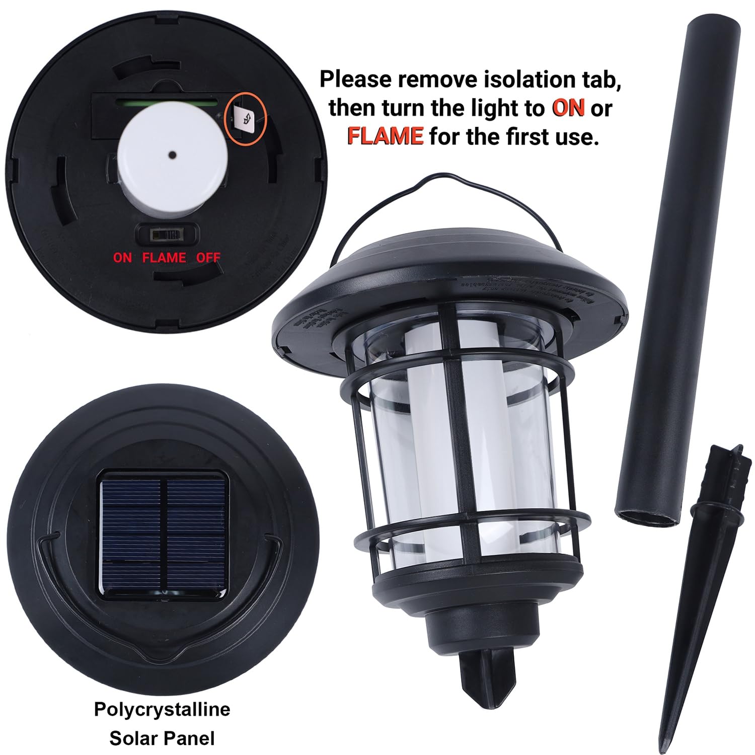 Dynaming 6 Pack Solar Flame Torch Lights Outdoor, Dual Use Flickering Flame Garden Light, Hanging Lantern Lights, Auto On/Off &
