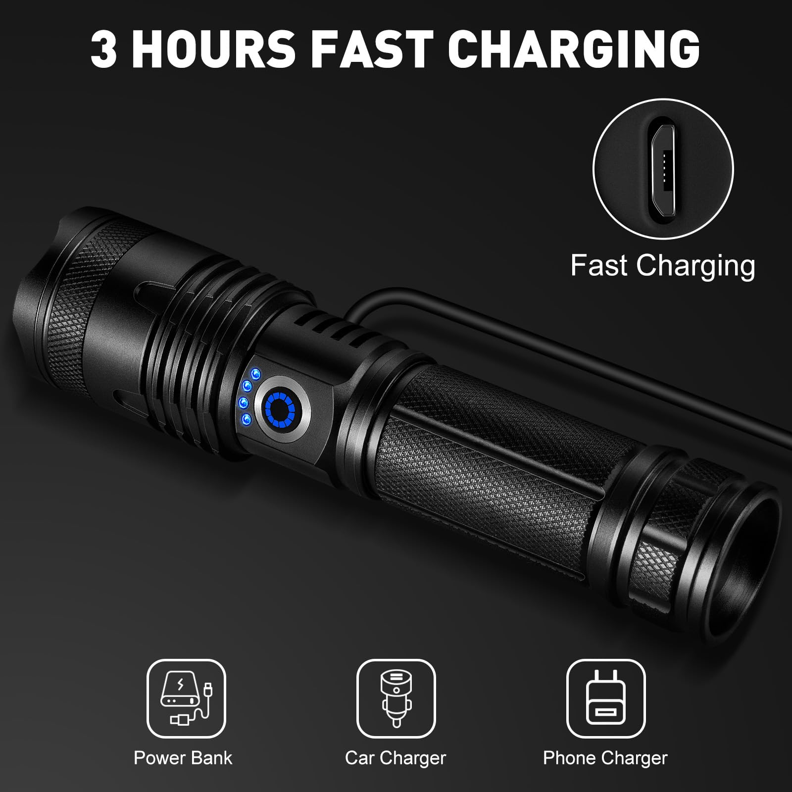 Sigoobal Flashlights High Lumens Rechargeable 2 Pack, Super Bright 99000 Lumens Led Flashlights With 5 Light Modes, Powerful Han