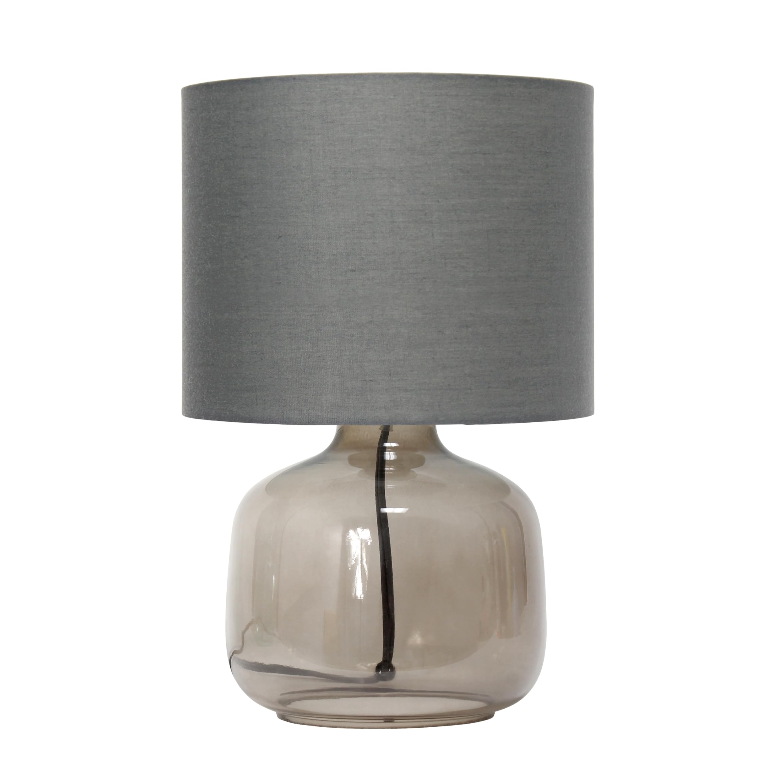 Simple Designs Lt2064-Smg Smoke Gray Glass Table Lamp With Gray Fabric Shade