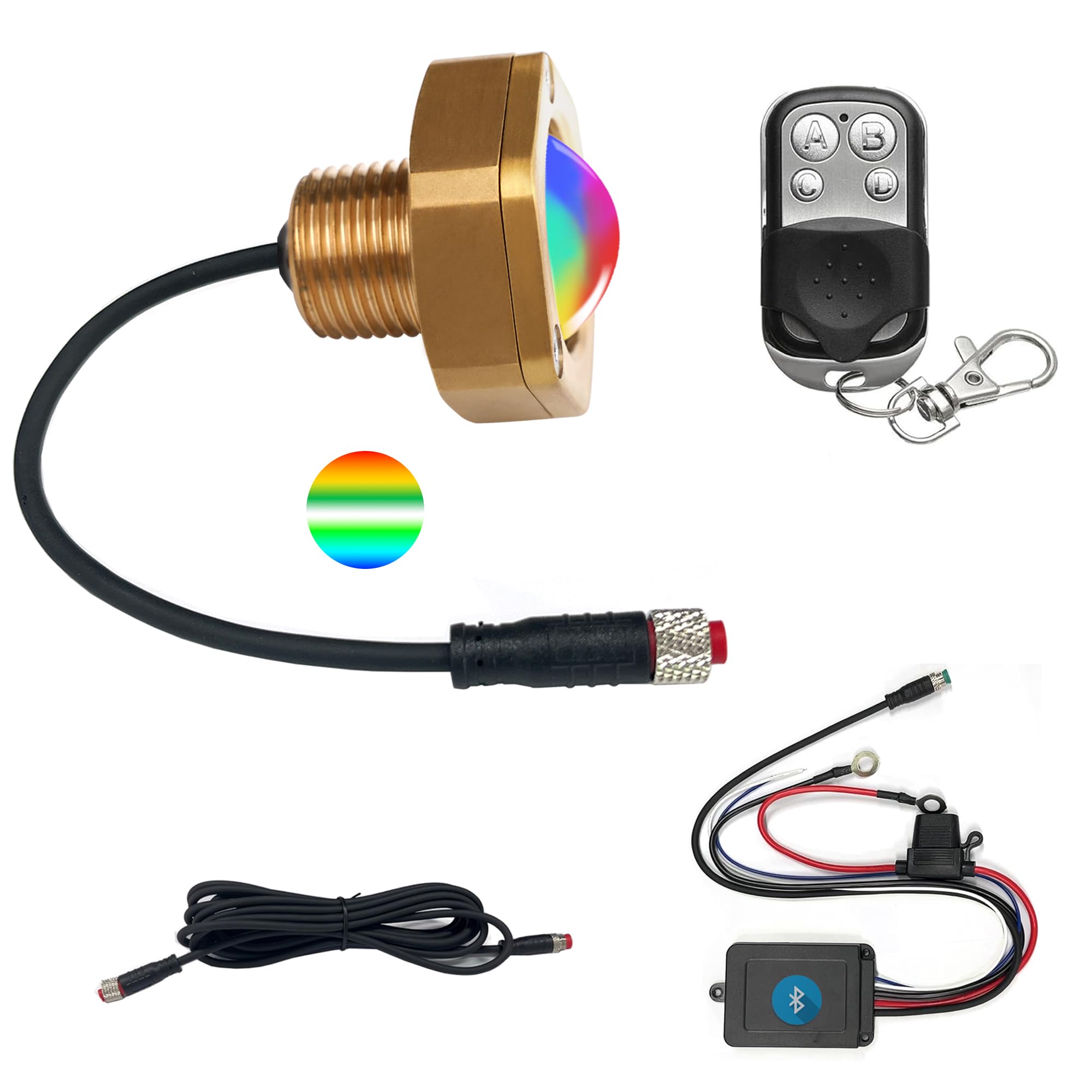 NBWDY Boat Drain Plug Light, RGBW IP68 Underwater Lights, 1/2in NPT, Bronze, APP Remote Control, Smart Cooling System