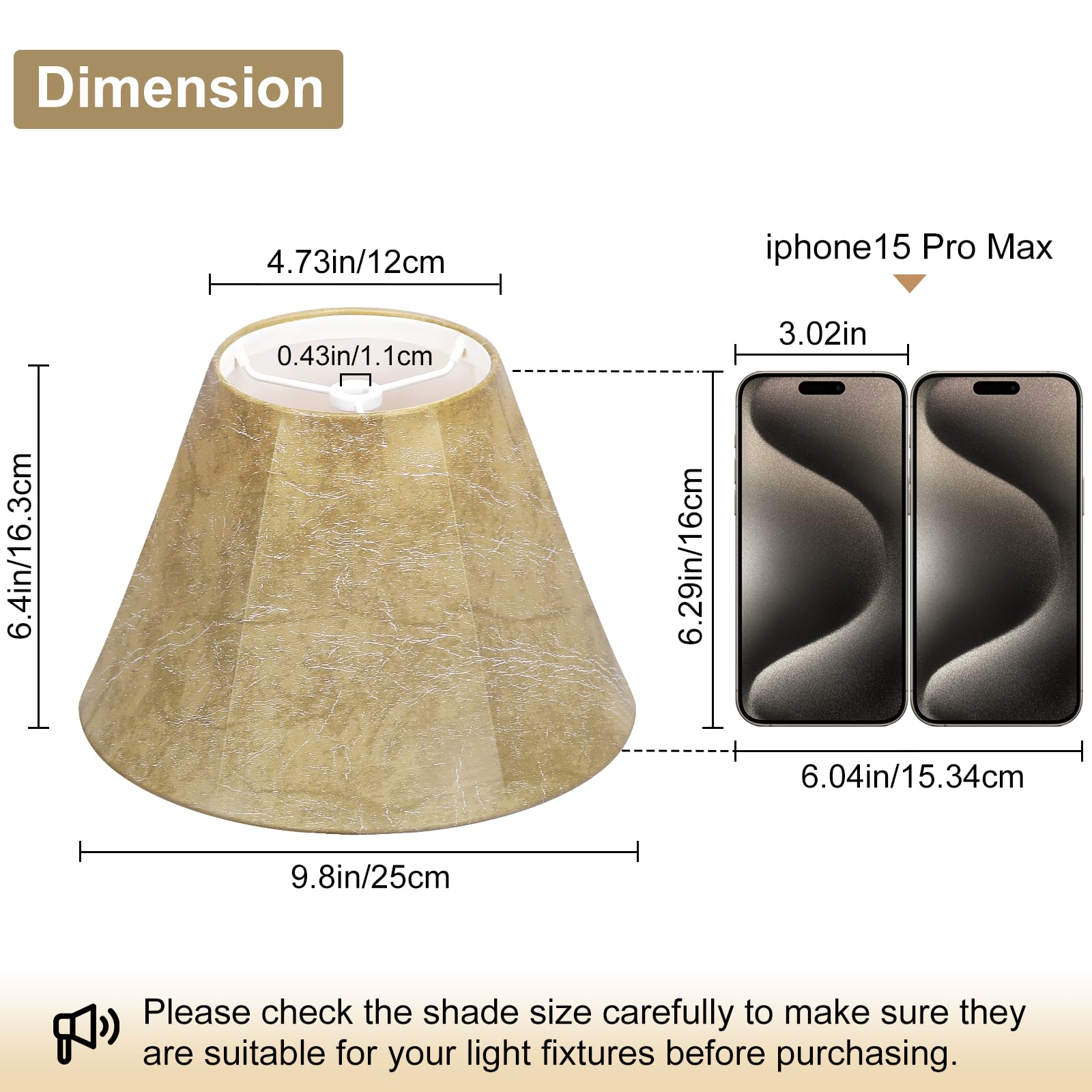 Rustic Lamp Shades Set Of 2, Faux Leather Replacement Lamp Shades, 4.7'' Top X 9.8'' Bottom X 6.4'' High, Small Lamp Shades For