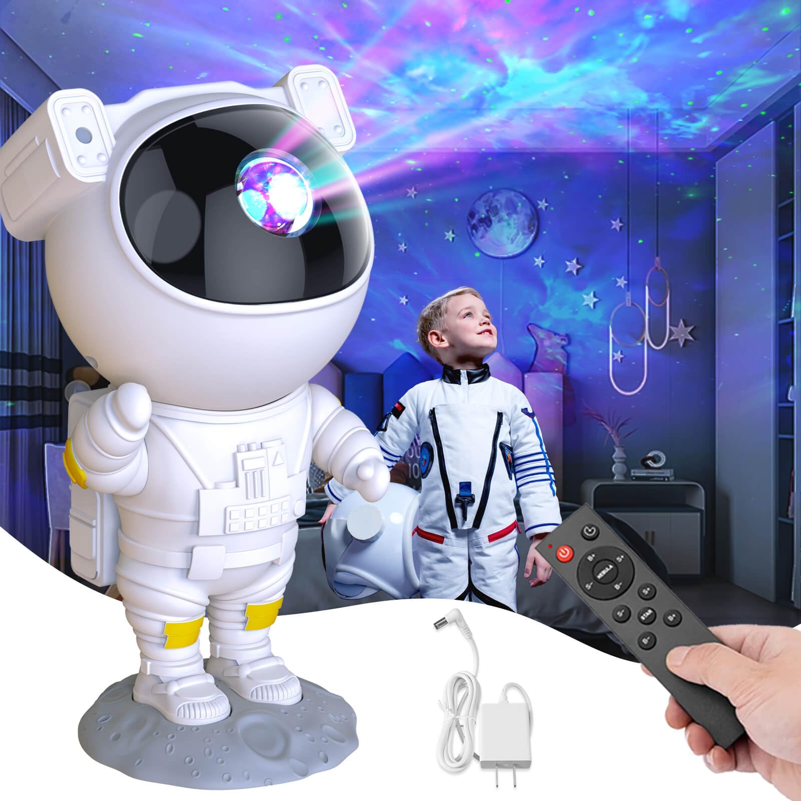 Lalolee Astronaut Galaxy Projector with Timer & Remote, ABS, Model TYD-YHY-001, Night Light for Kids Room Decor
