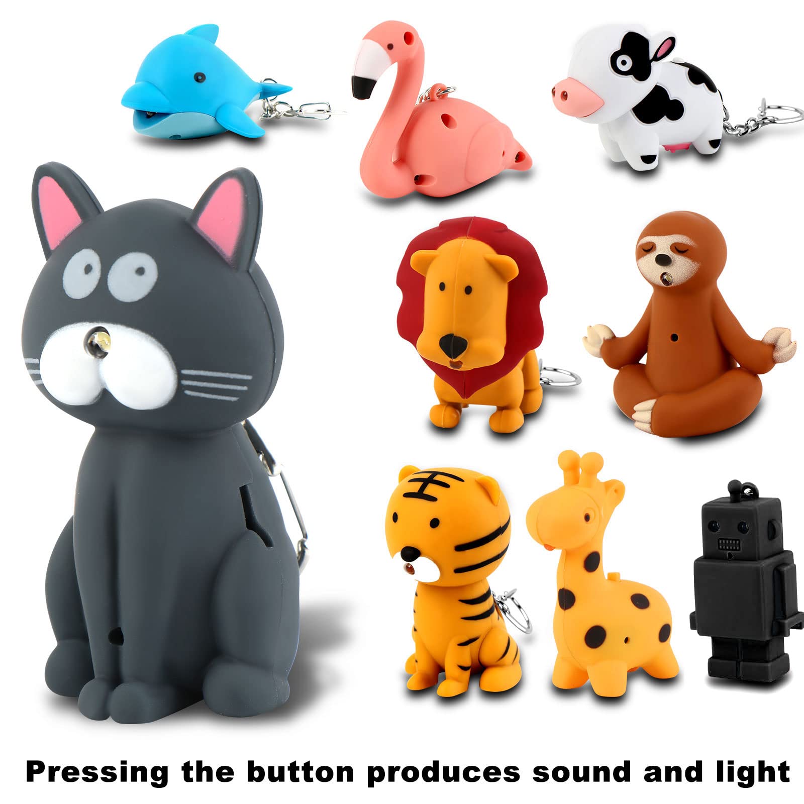 Oppaxf 9 Pieces Nurse Flashlight Pediatric, Nurse Flashlight Keychain, Animal Flashlight Keychain Dolphin Lion Cow Cat Robot Giraffe Tiger Flamingos Sloth Nurse Flashlight For Badge