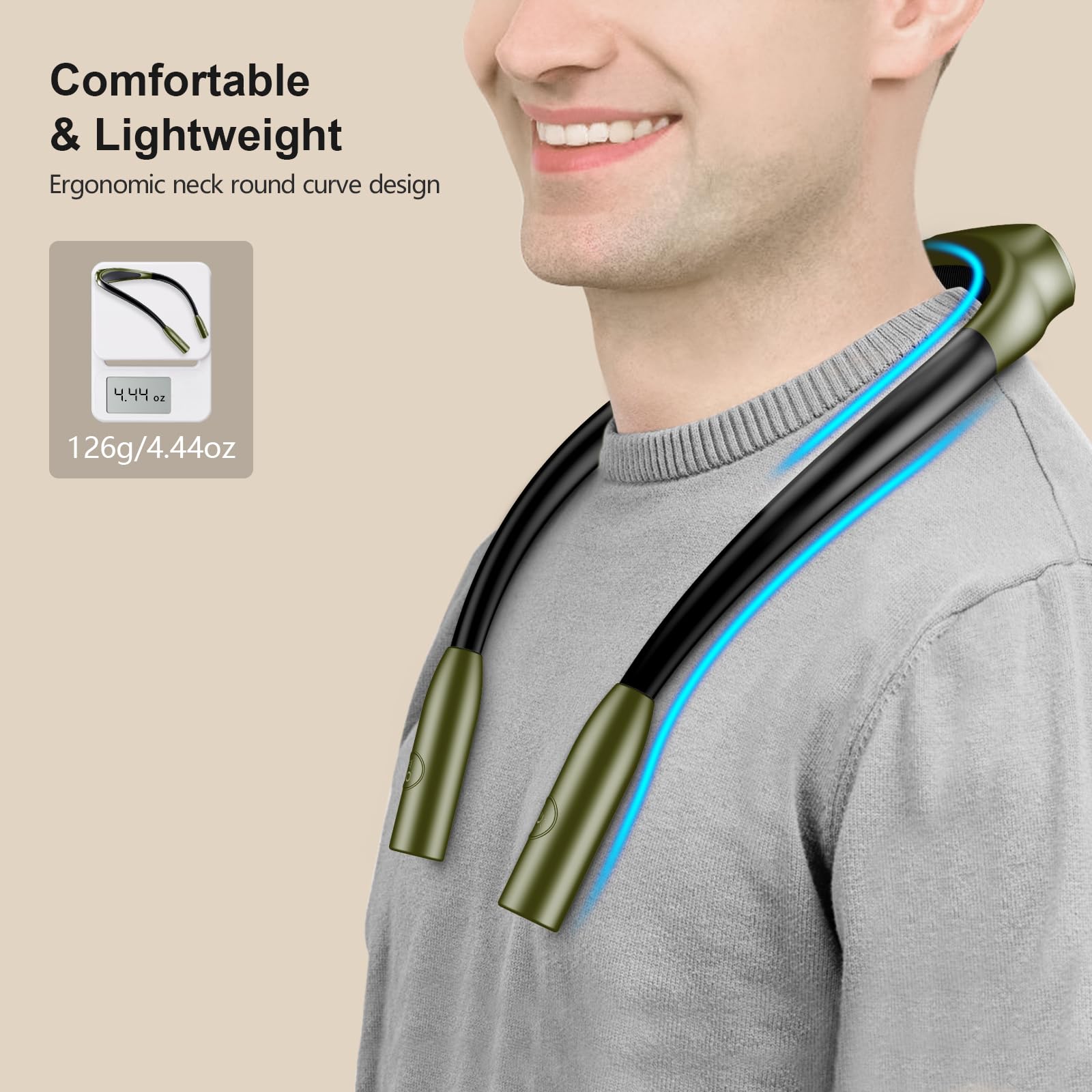 Gritin LED Neck Reading Light - Dimmable, 3 Colors, 80+ Hrs Runtime, Lightweight for Crafting, Deep Green, Model G1337