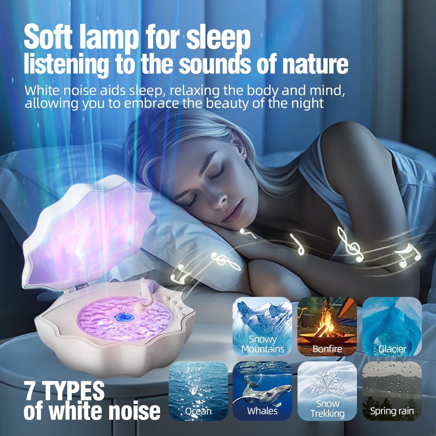 PILIPALASTAR Northern Lights Projector with Bluetooth Speaker, White Noise, White, Model Z6 for Bedroom Decor and Relaxation