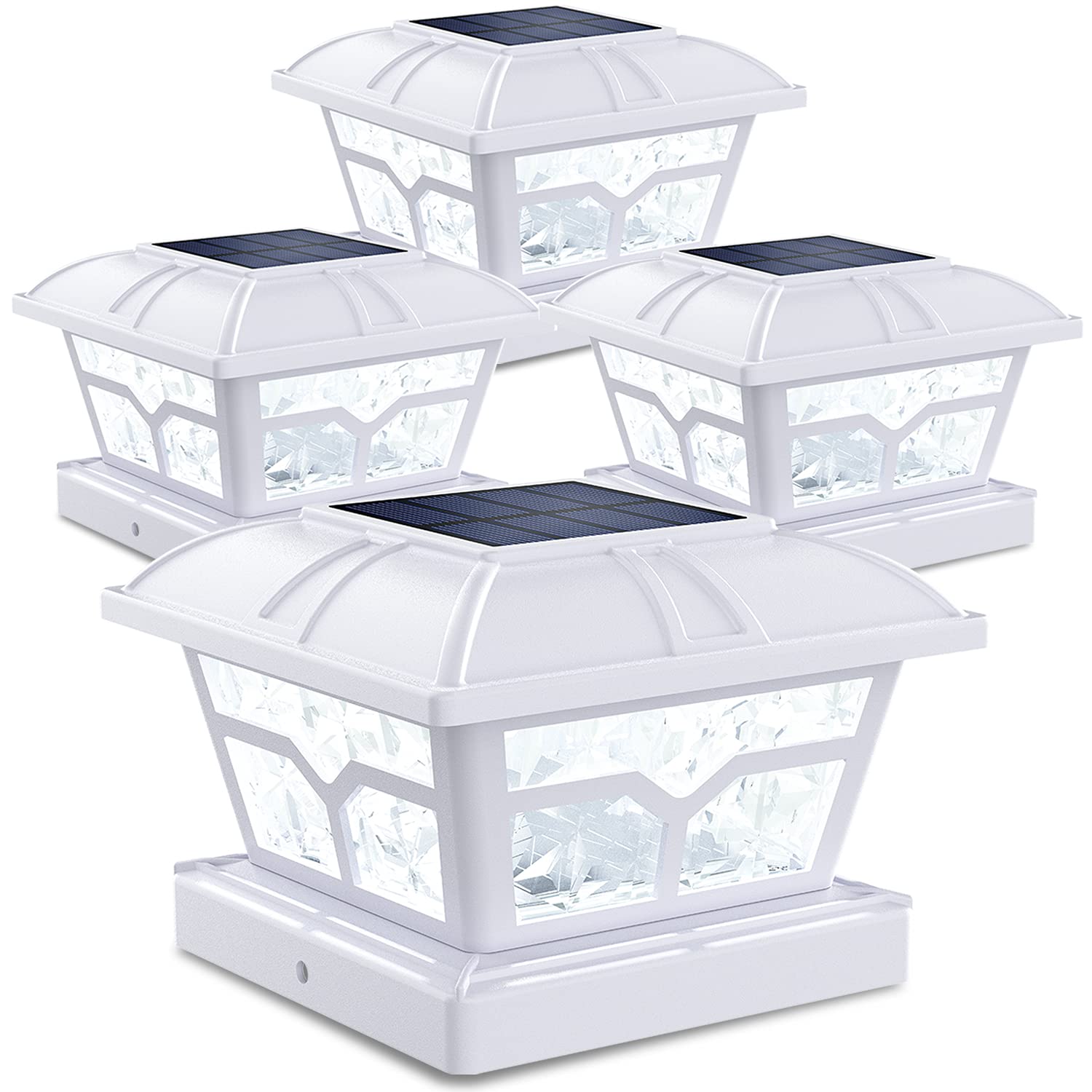 SIEDiNLAR Solar Post Cap Lights Outdoor 2 Color Modes 8 LEDs for 4x4 5x5 6x6 Posts Fence Deck Patio Decoration Warm & Cool White