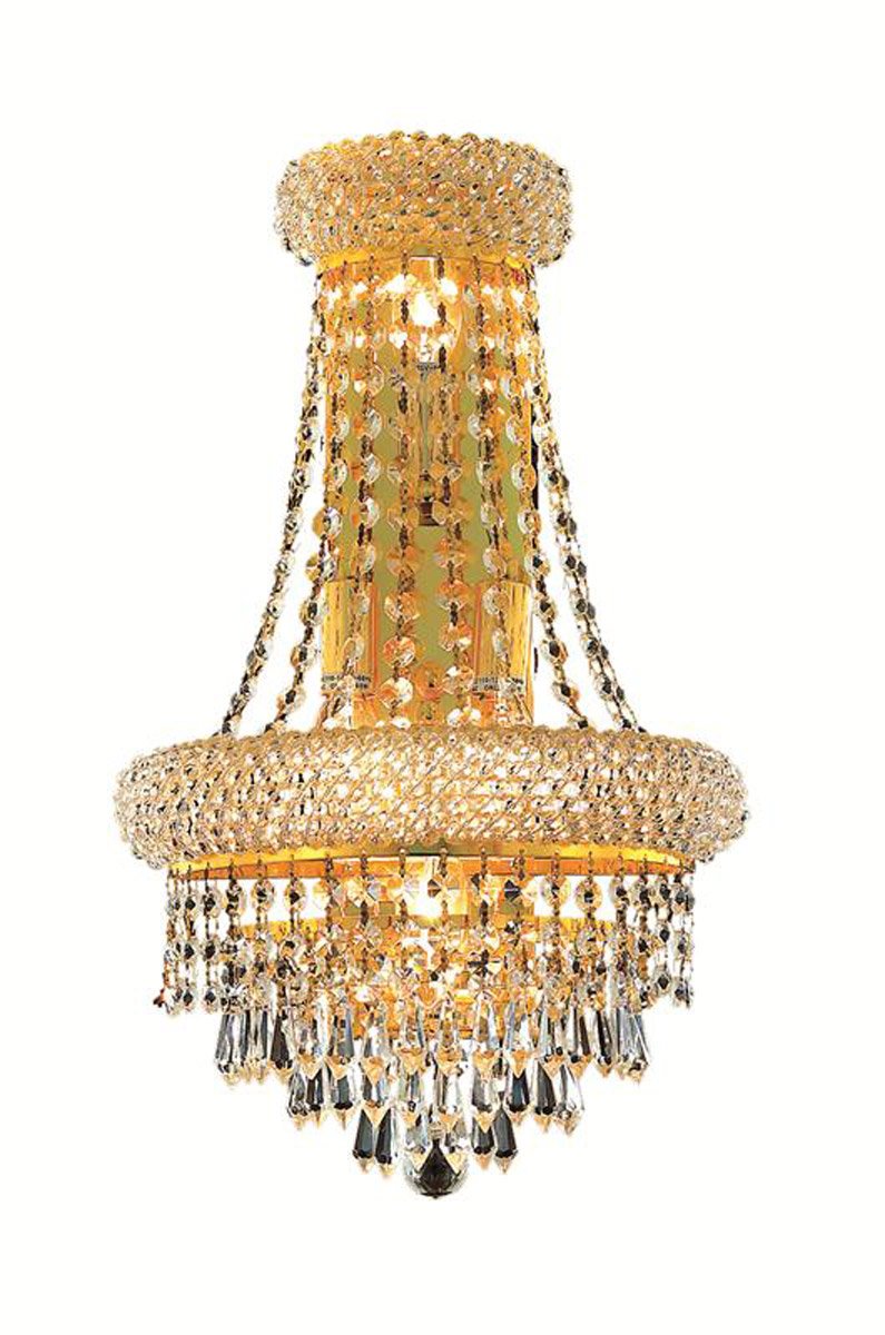 Elegant Lighting 1802W12SG/RC 4-Light Crystal Wall Sconce, Gold Finish with Clear Crystals