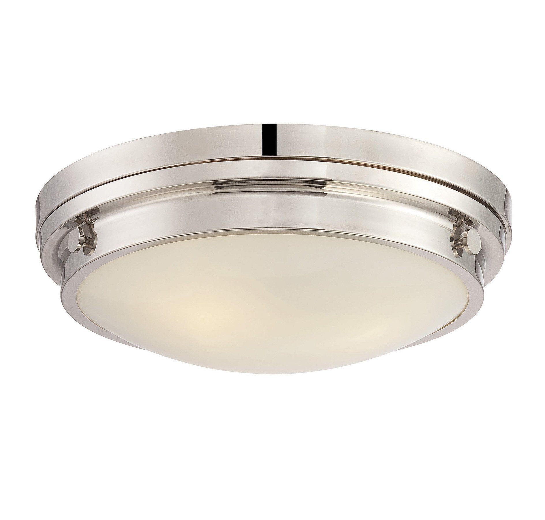 Savoy House 6-3350-16-109 Lucerne Industrial White Glass Flush Mount, 3-Light 180 Total Watts, 5 H x 15 W, Polished Nickel