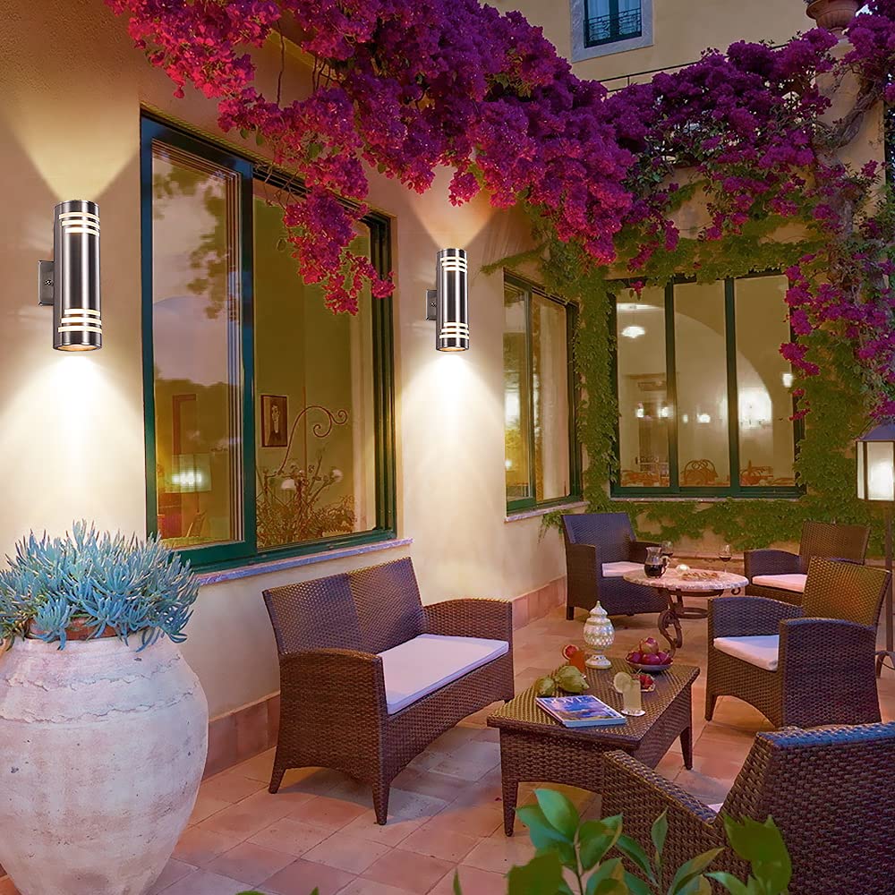 Cnengsthy Outdoor Wall Sconce - Waterproof Cylinder Light, Silver 13&quot; For Garden & Patio