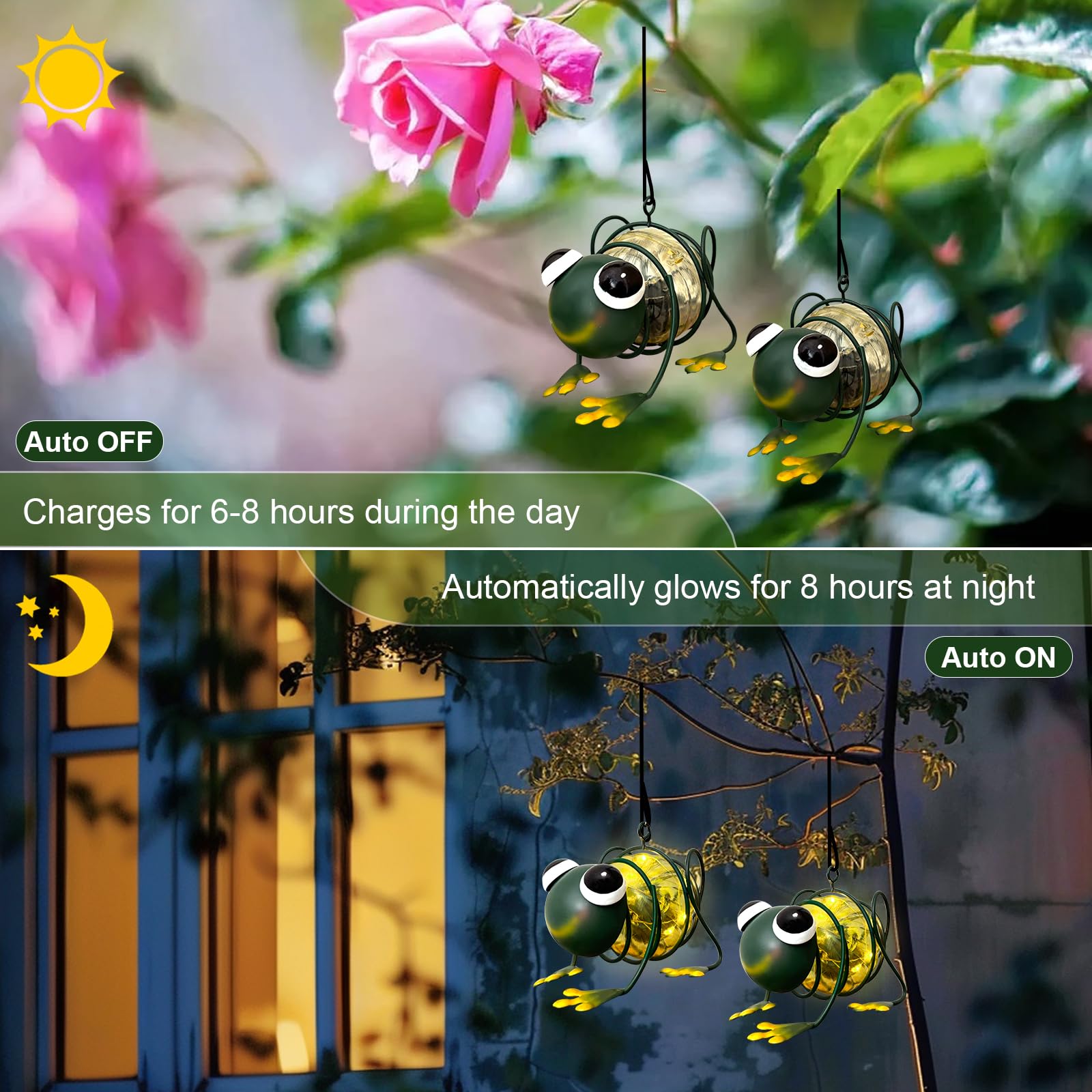 Evolux Solar Outdoor Frog Lights For Garden - Outdoor Statues Figurine Lights For Lawn  Patio  Balcony  Yard Ornament Cut Housewarming Gifts(2 Pcs)