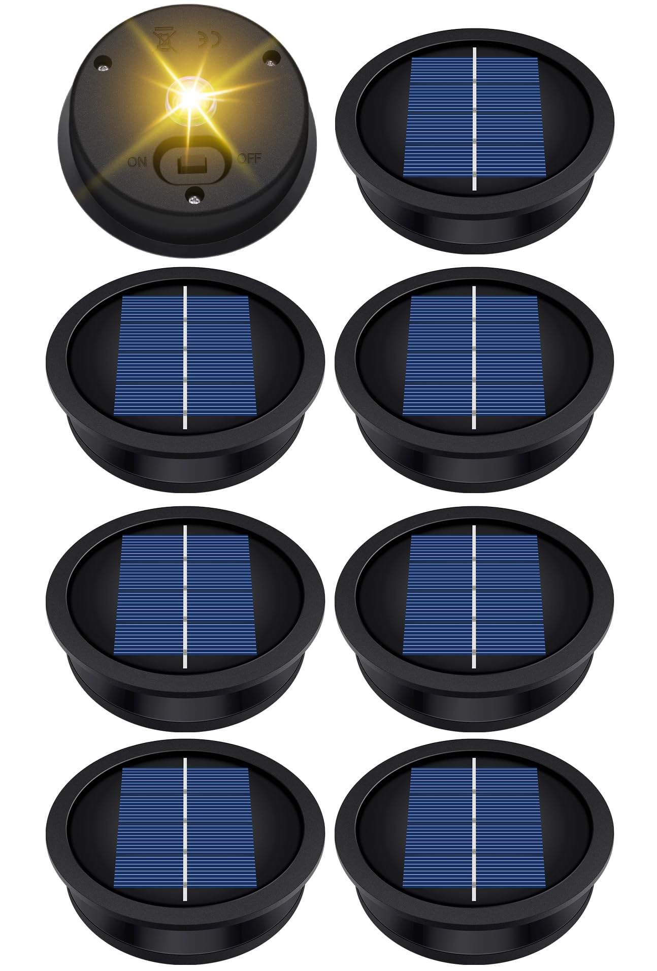 Misawce Solar Light Replacement Tops, 8 Pack, Waterproof, 3.23 Inch Top, Black, for Outdoor Lanterns and Garden Decor